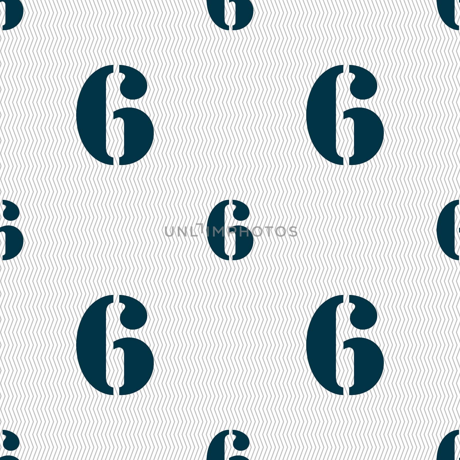 number six icon sign. Seamless abstract background with geometric shapes. illustration