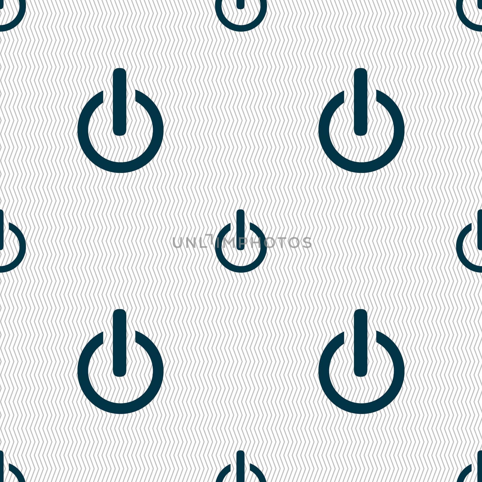 Power sign icon. Switch on symbol. Seamless abstract background with geometric shapes. illustration