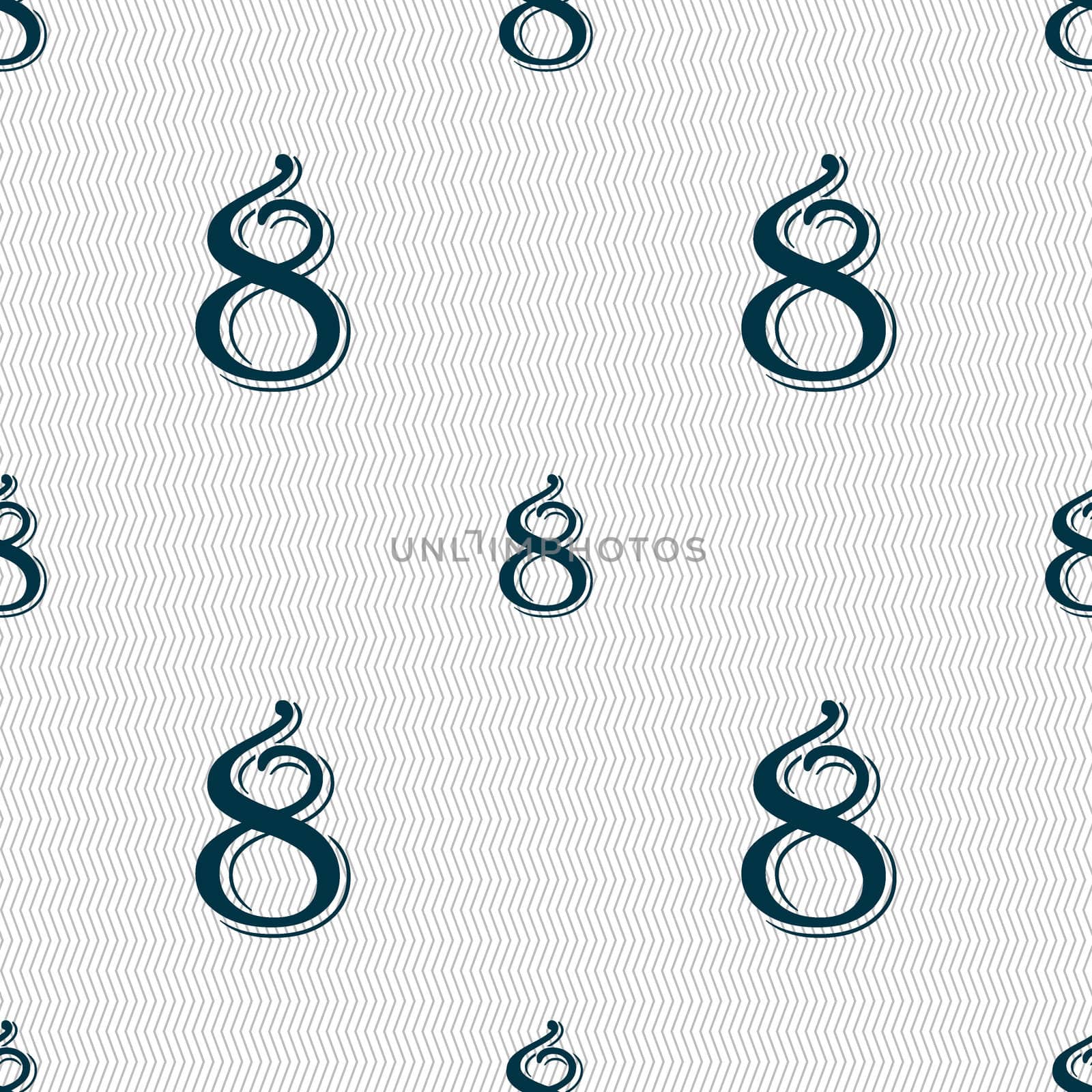 number Eight icon sign. Seamless abstract background with geometric shapes. illustration