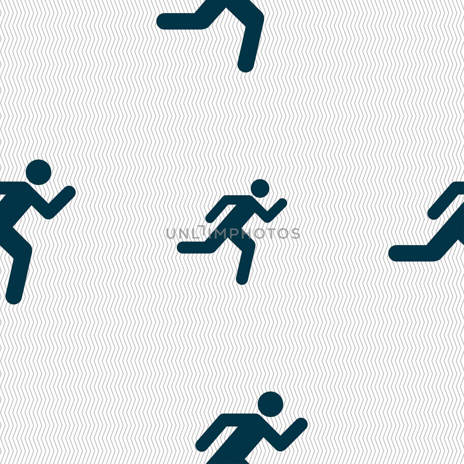 running man icon sign. Seamless pattern with geometric texture.  by serhii_lohvyniuk