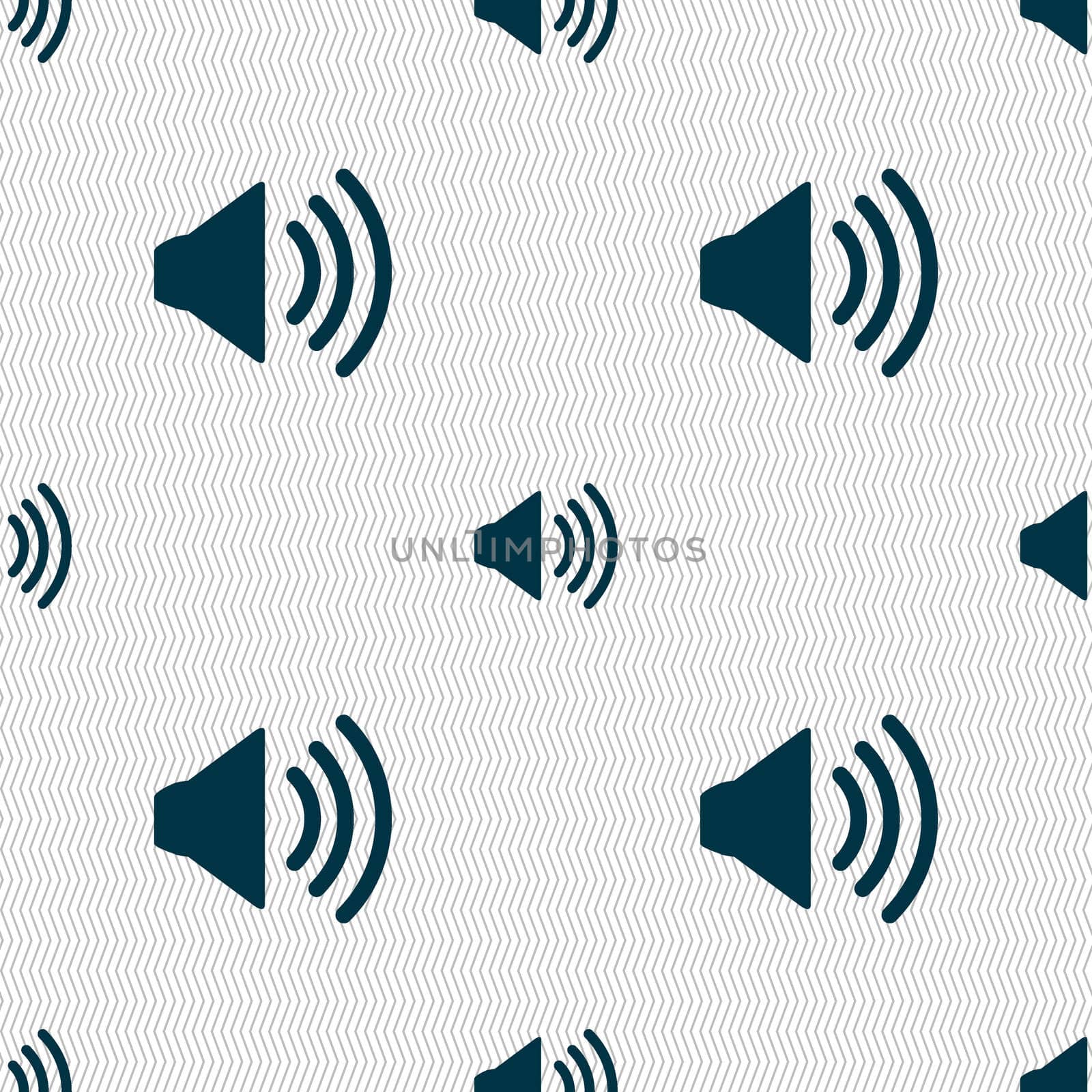 Speaker volume sign icon. Sound symbol. Seamless abstract background with geometric shapes. illustration