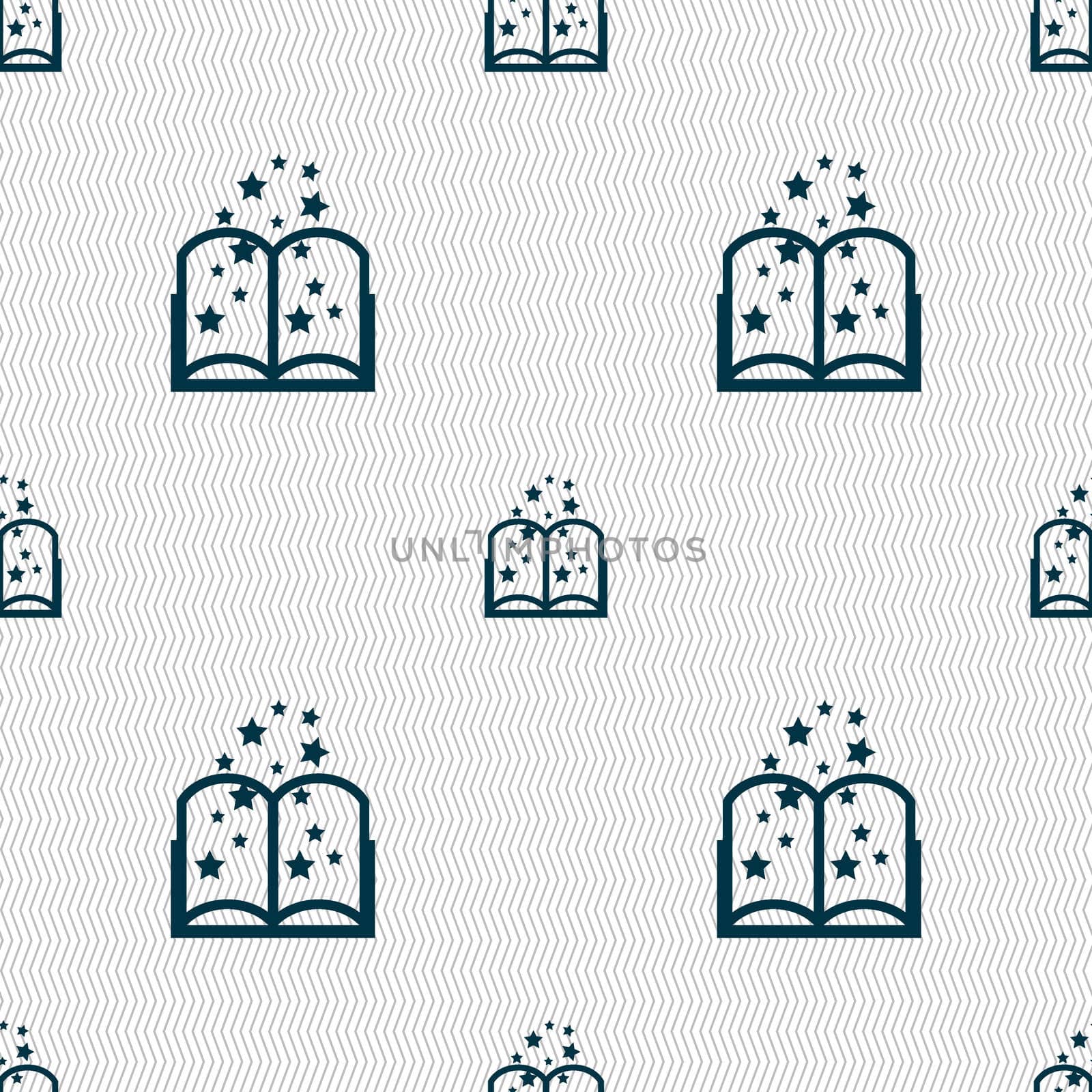 Magic Book sign icon. Open book symbol. Seamless abstract background with geometric shapes. illustration