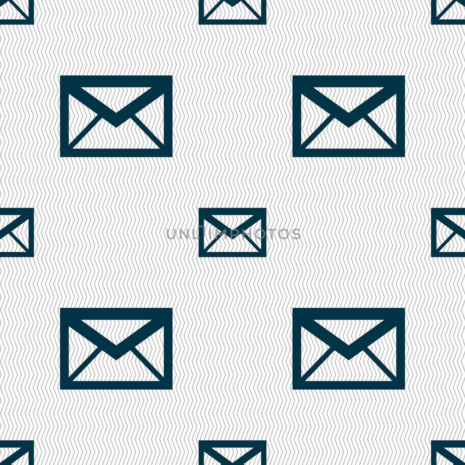 Mail icon. Envelope symbol. Message sign. navigation button. Seamless abstract background with geometric shapes. illustration