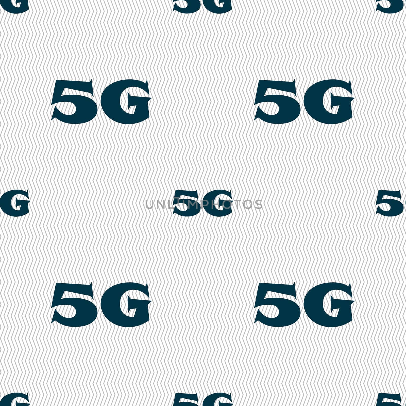 5G sign icon. Mobile telecommunications technology symbol. Seamless abstract background with geometric shapes. illustration