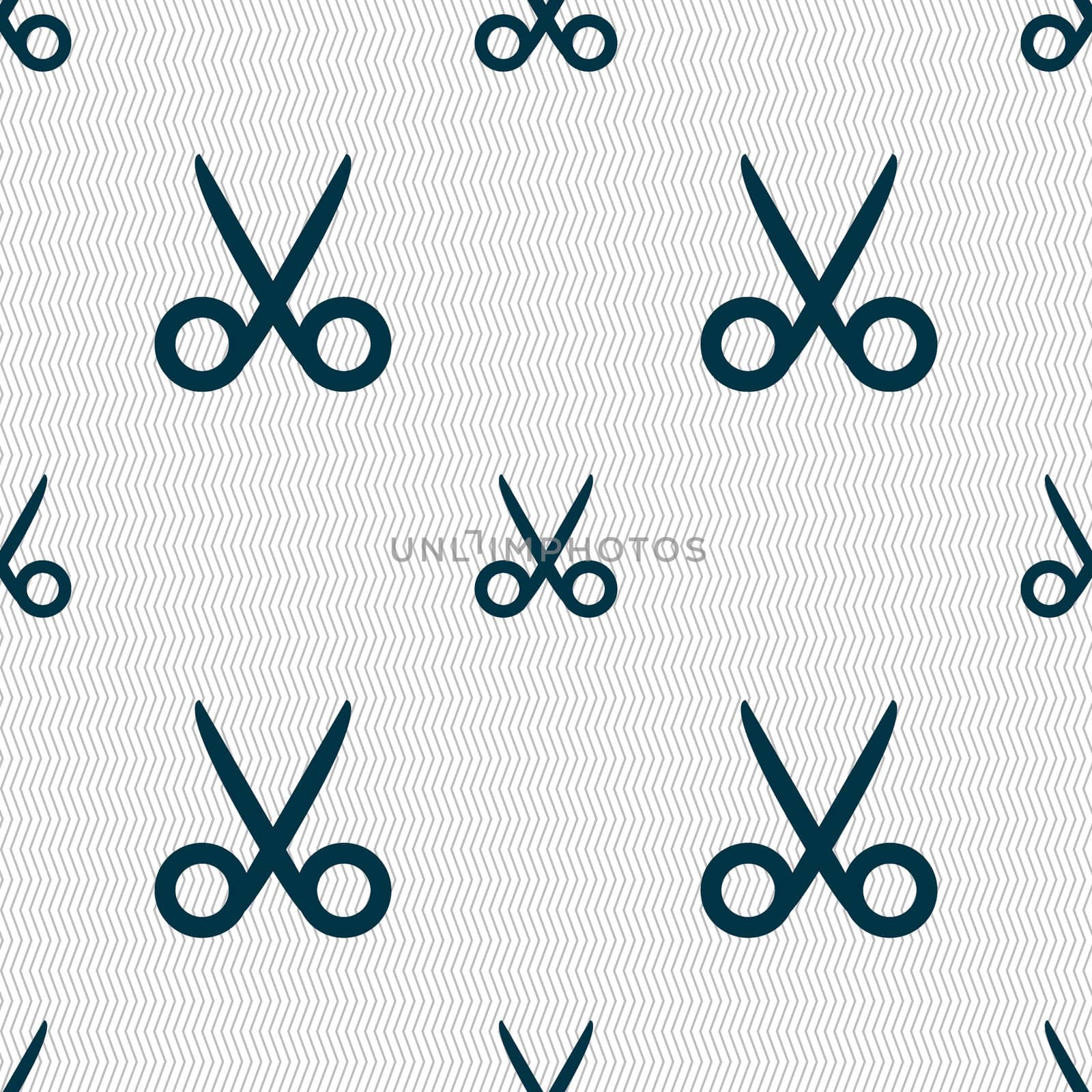 Scissors hairdresser sign icon. Tailor symbol. Seamless abstract background with geometric shapes. illustration
