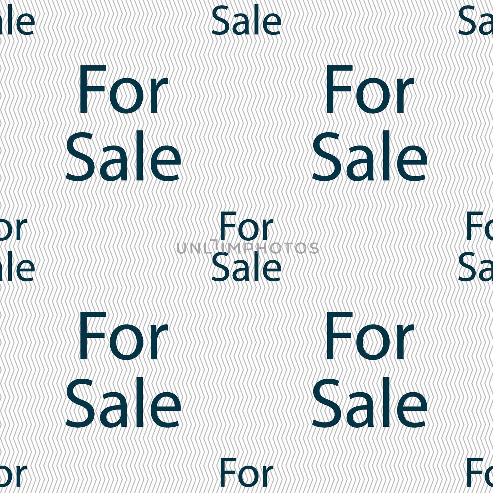 For sale sign icon. Real estate selling. Seamless abstract background with geometric shapes. illustration