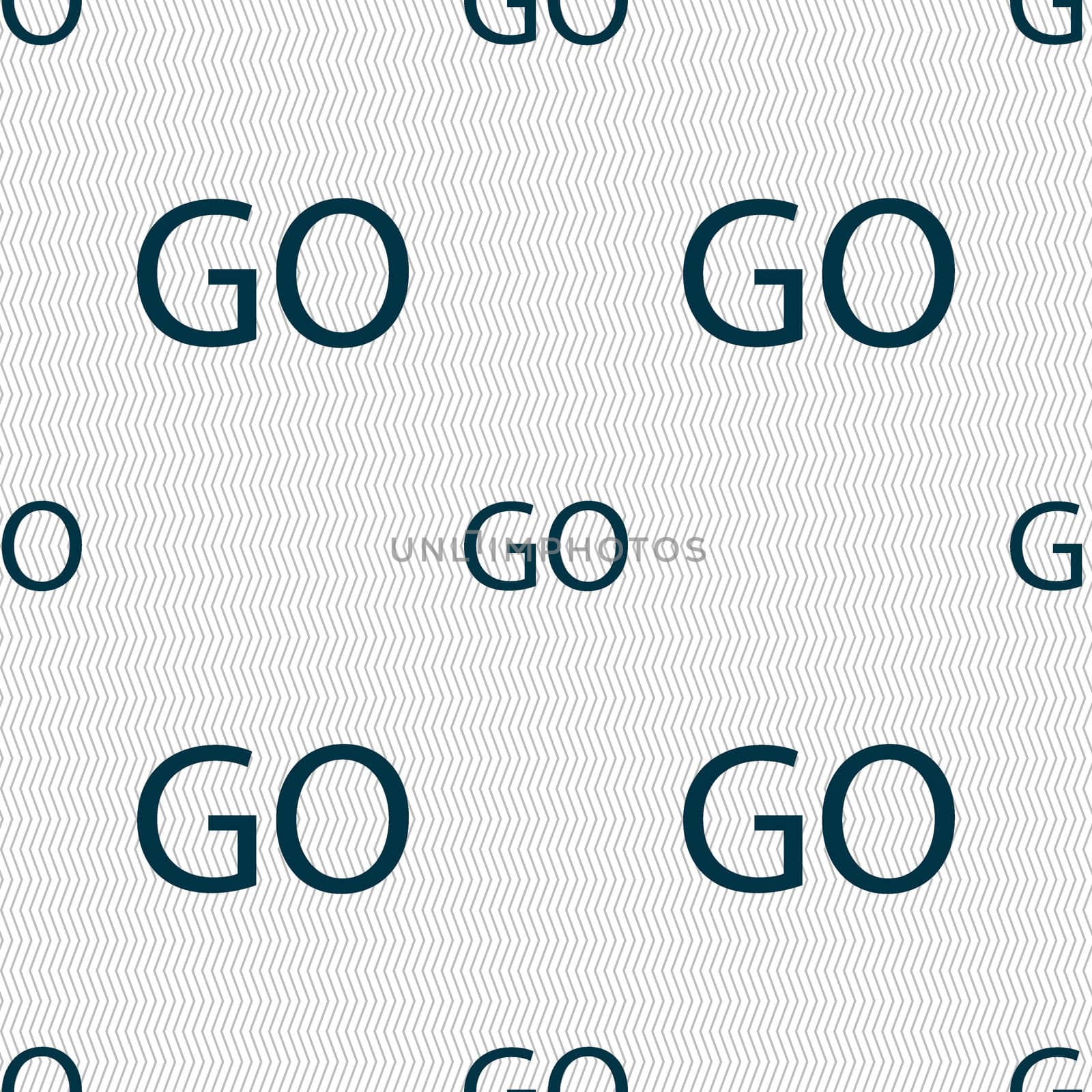 GO sign icon. Seamless abstract background with geometric shapes. illustration