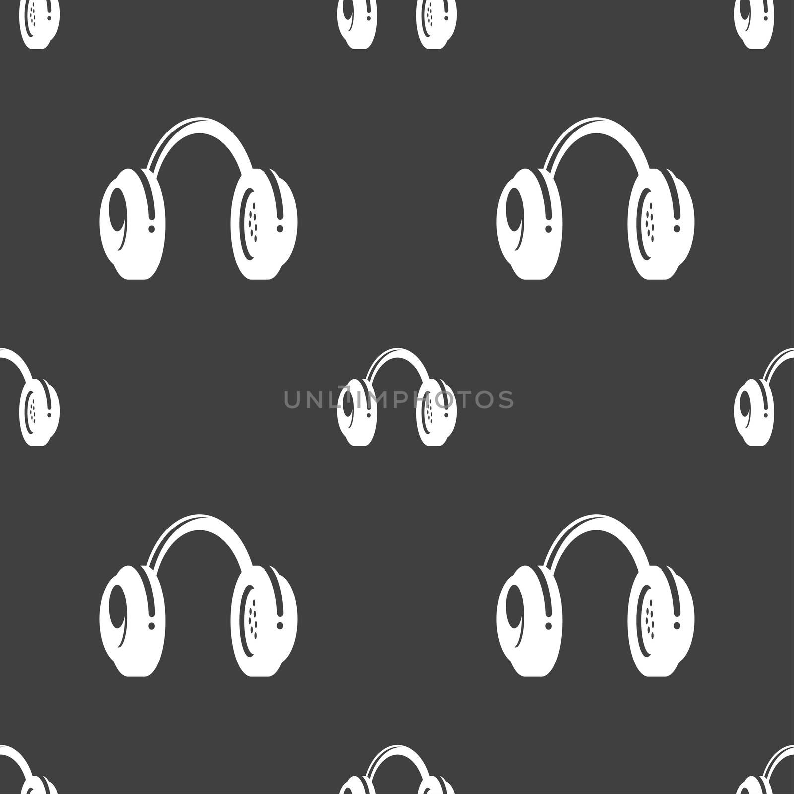 headsets icon sign. Seamless pattern on a gray background. illustration