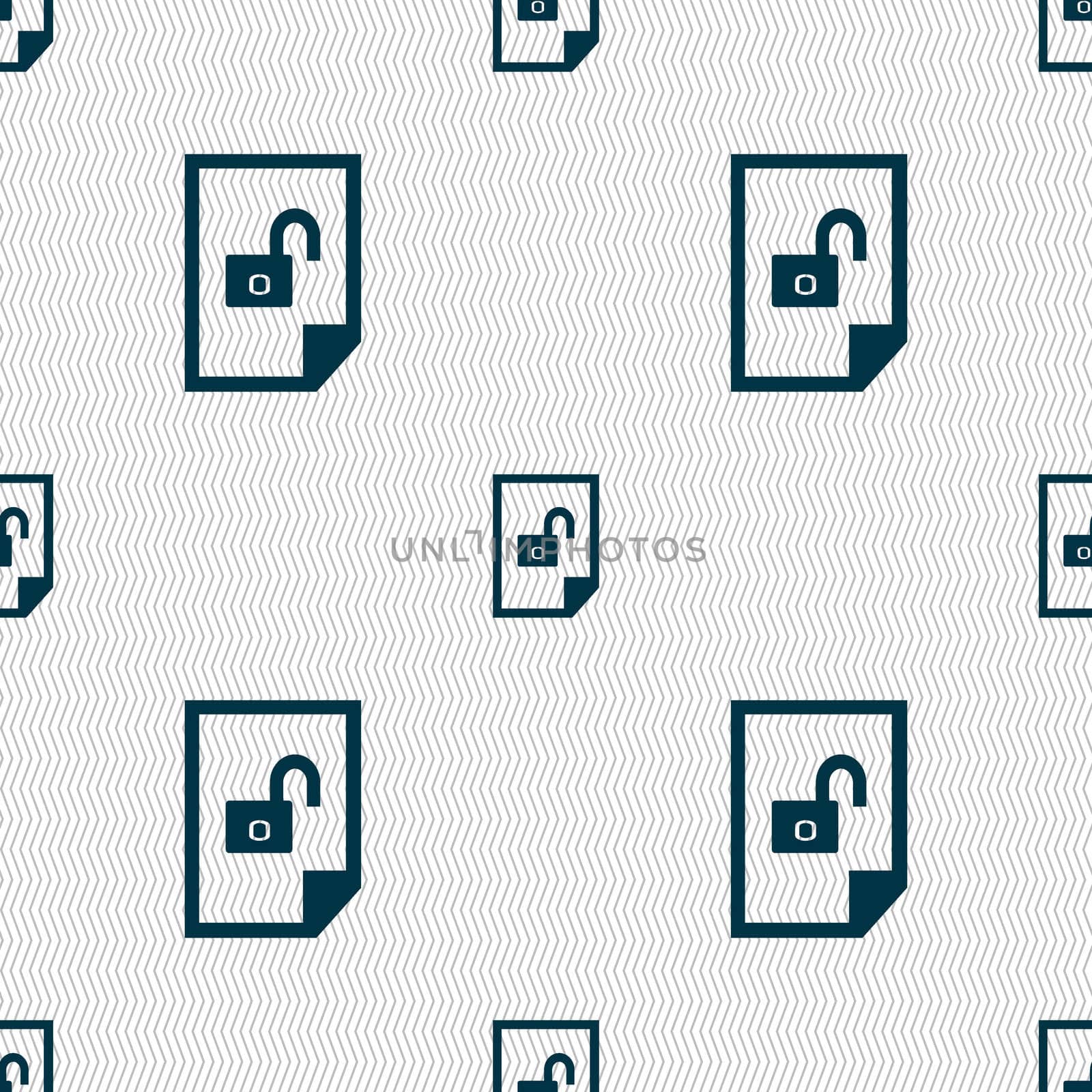 File unlocked icon sign. Seamless abstract background with geometric shapes. illustration