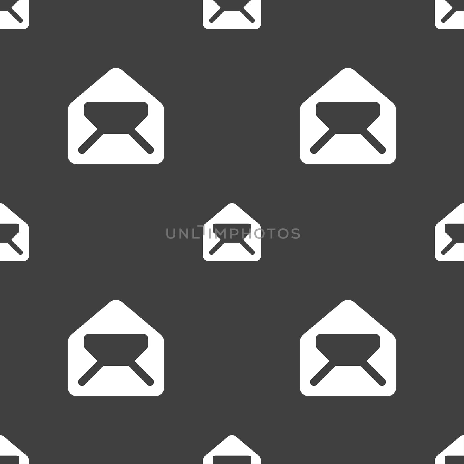 Mail, envelope, letter icon sign. Seamless pattern on a gray background.  by serhii_lohvyniuk