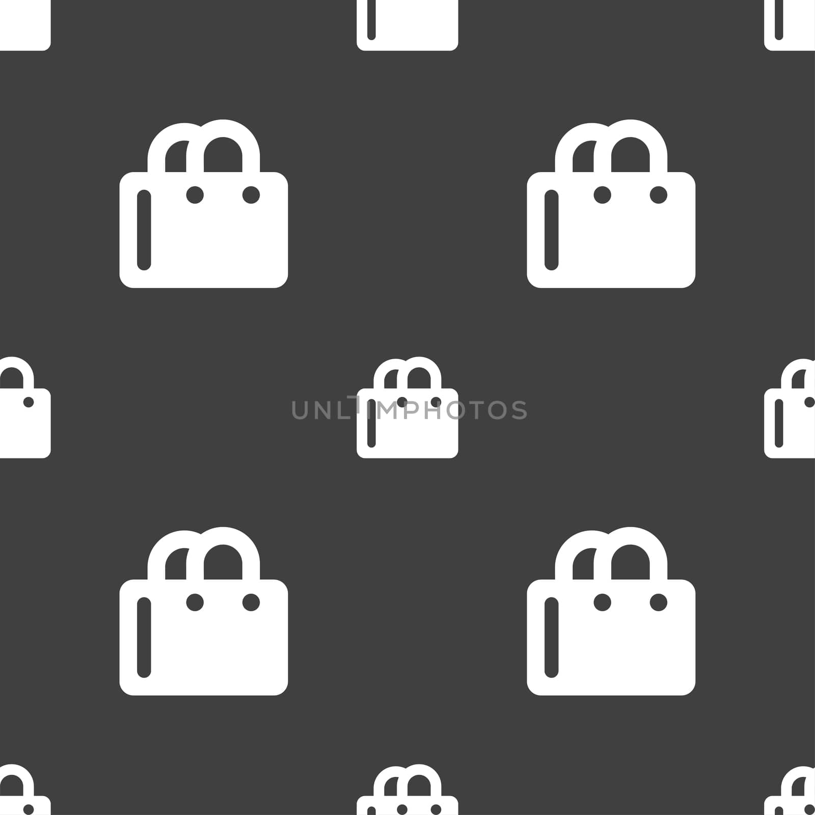 shopping bag icon sign. Seamless pattern on a gray background.  by serhii_lohvyniuk