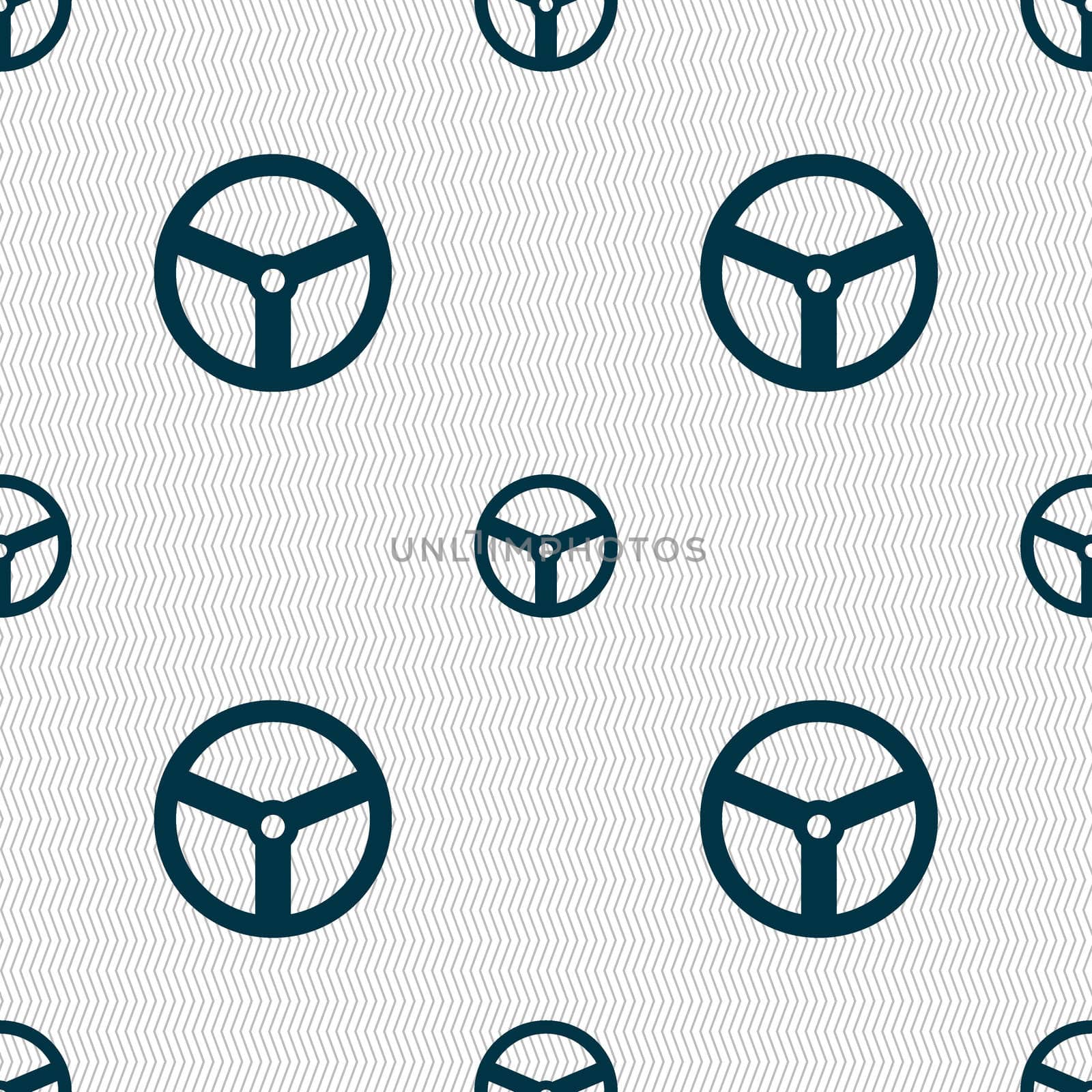 Steering wheel icon sign. Seamless abstract background with geometric shapes. illustration