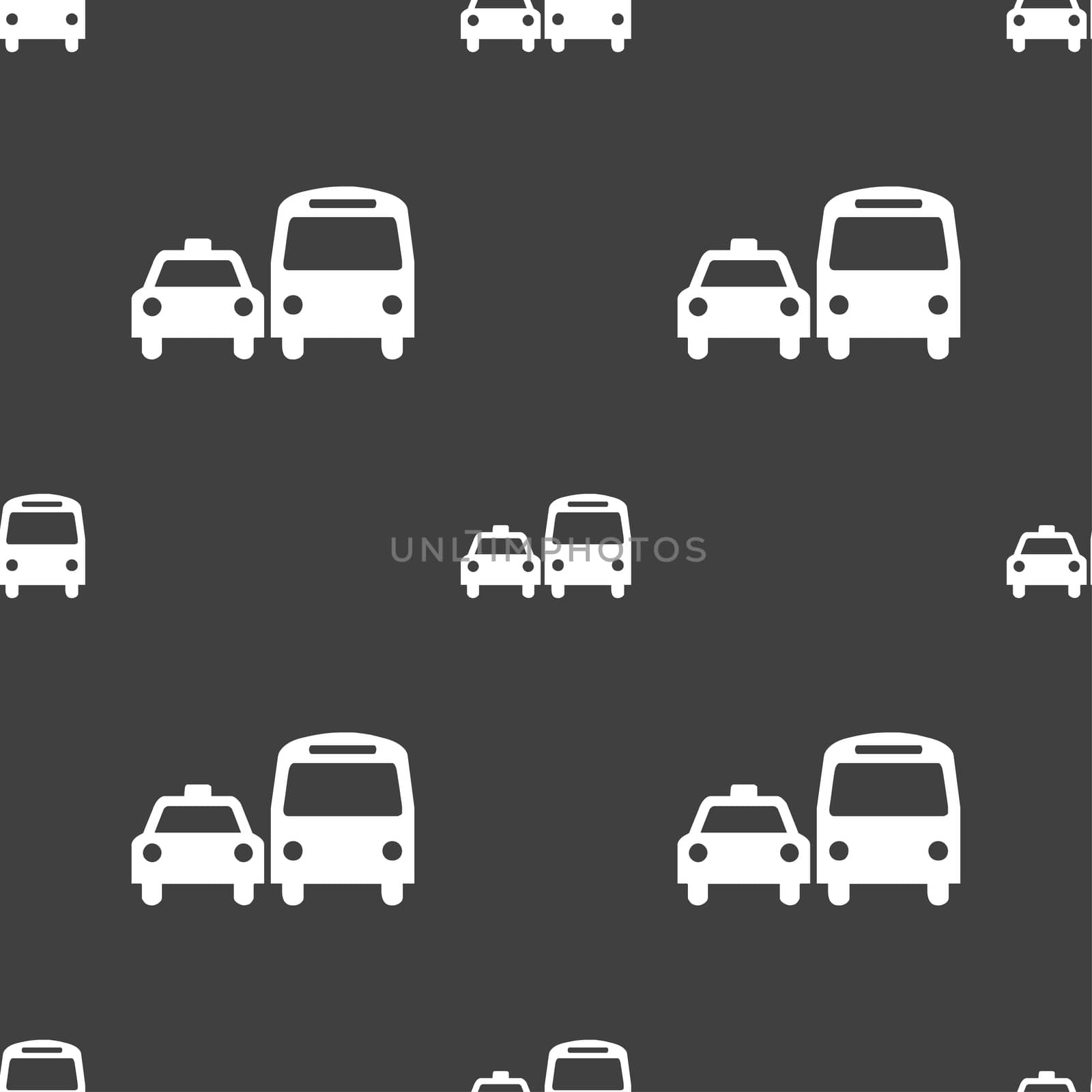 taxi icon sign. Seamless pattern on a gray background. illustration