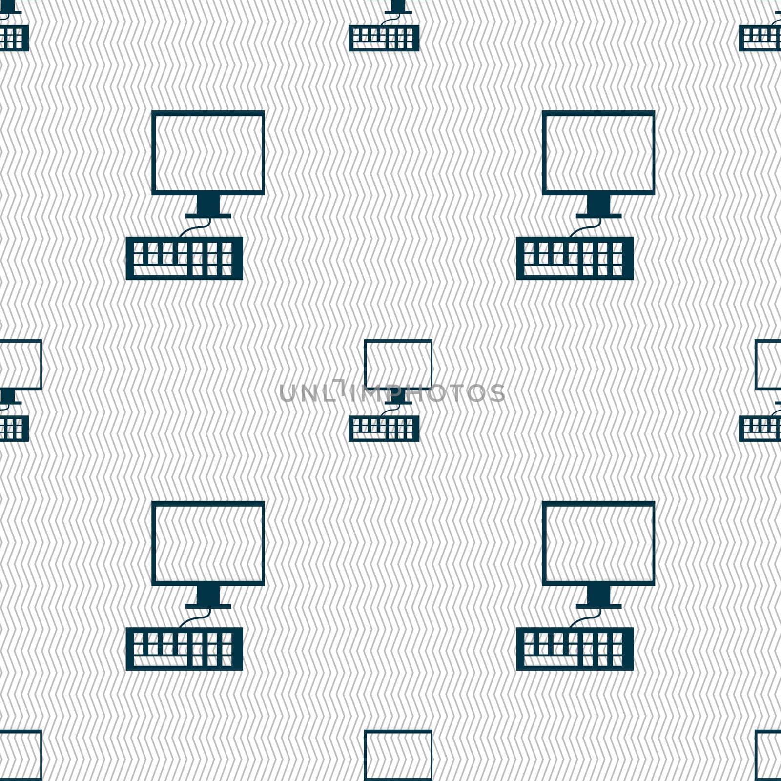 Computer monitor and keyboard Icon. Seamless abstract background with geometric shapes.  by serhii_lohvyniuk