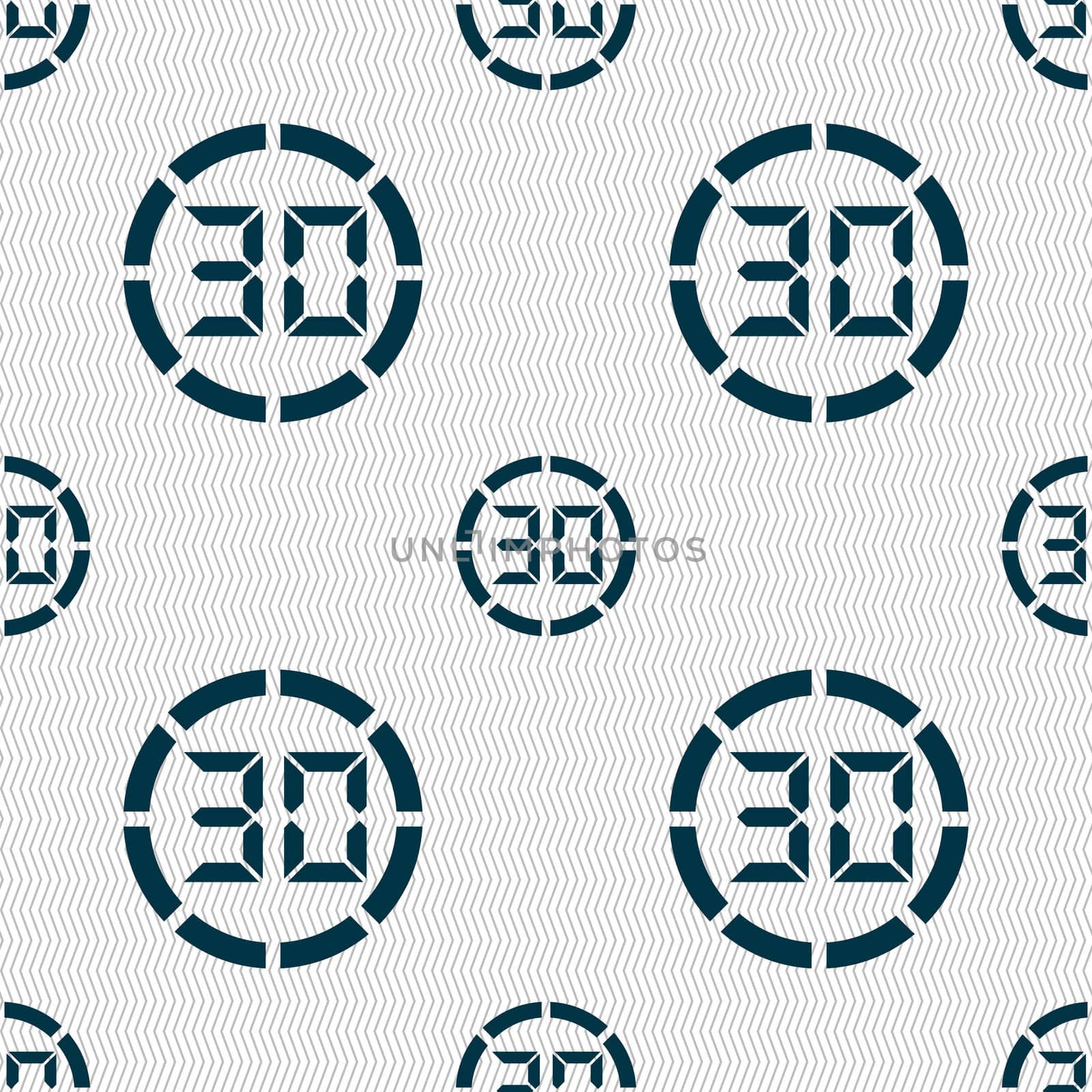 30 second stopwatch icon sign. Seamless abstract background with geometric shapes. illustration