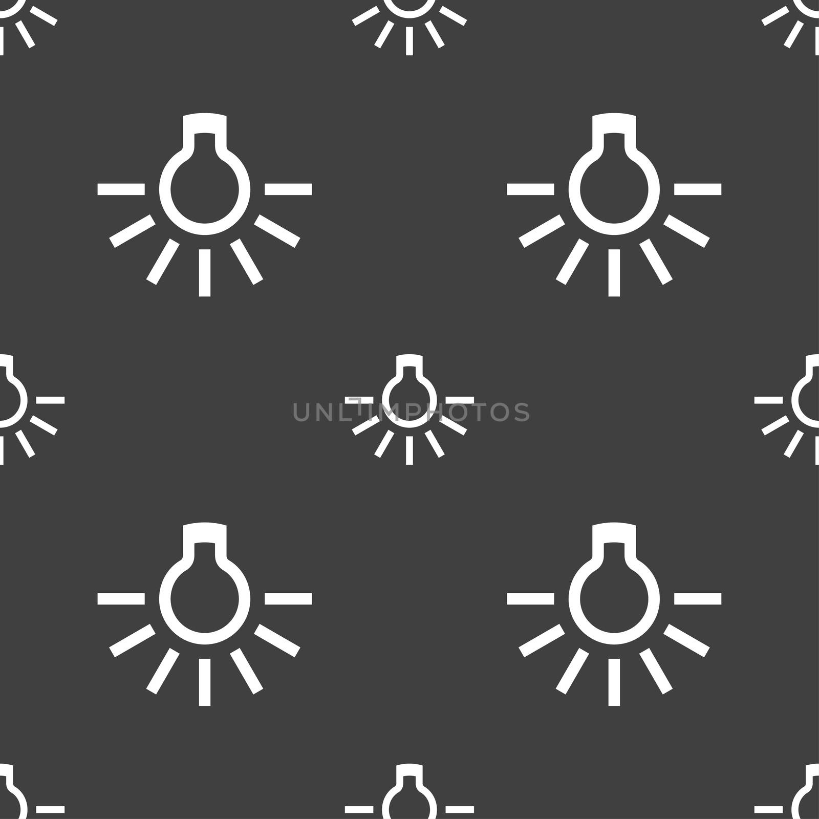 light bulb icon sign. Seamless pattern on a gray background. illustration