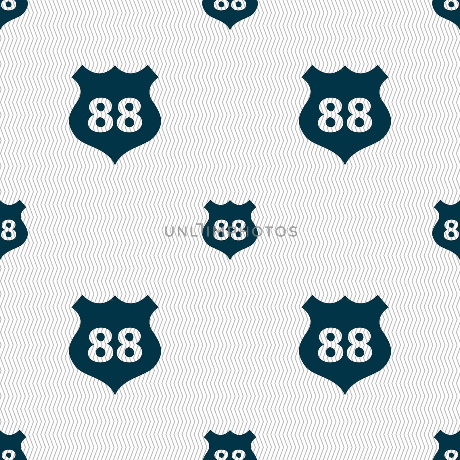 Route 88 highway icon sign. Seamless abstract background with geometric shapes. illustration