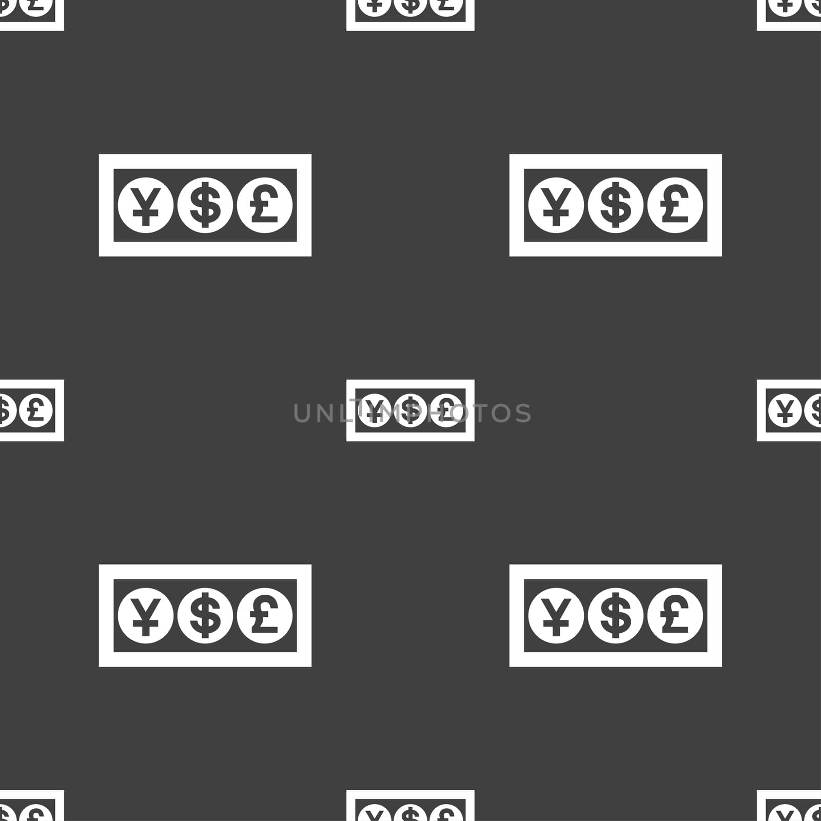 Cash currency icon sign. Seamless pattern on a gray background. illustration