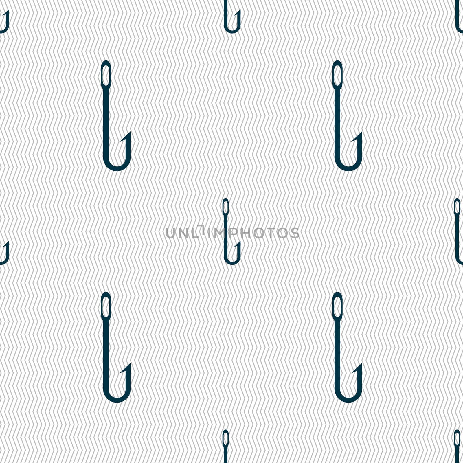 Fishing hook icon sign. Seamless abstract background with geometric shapes. illustration