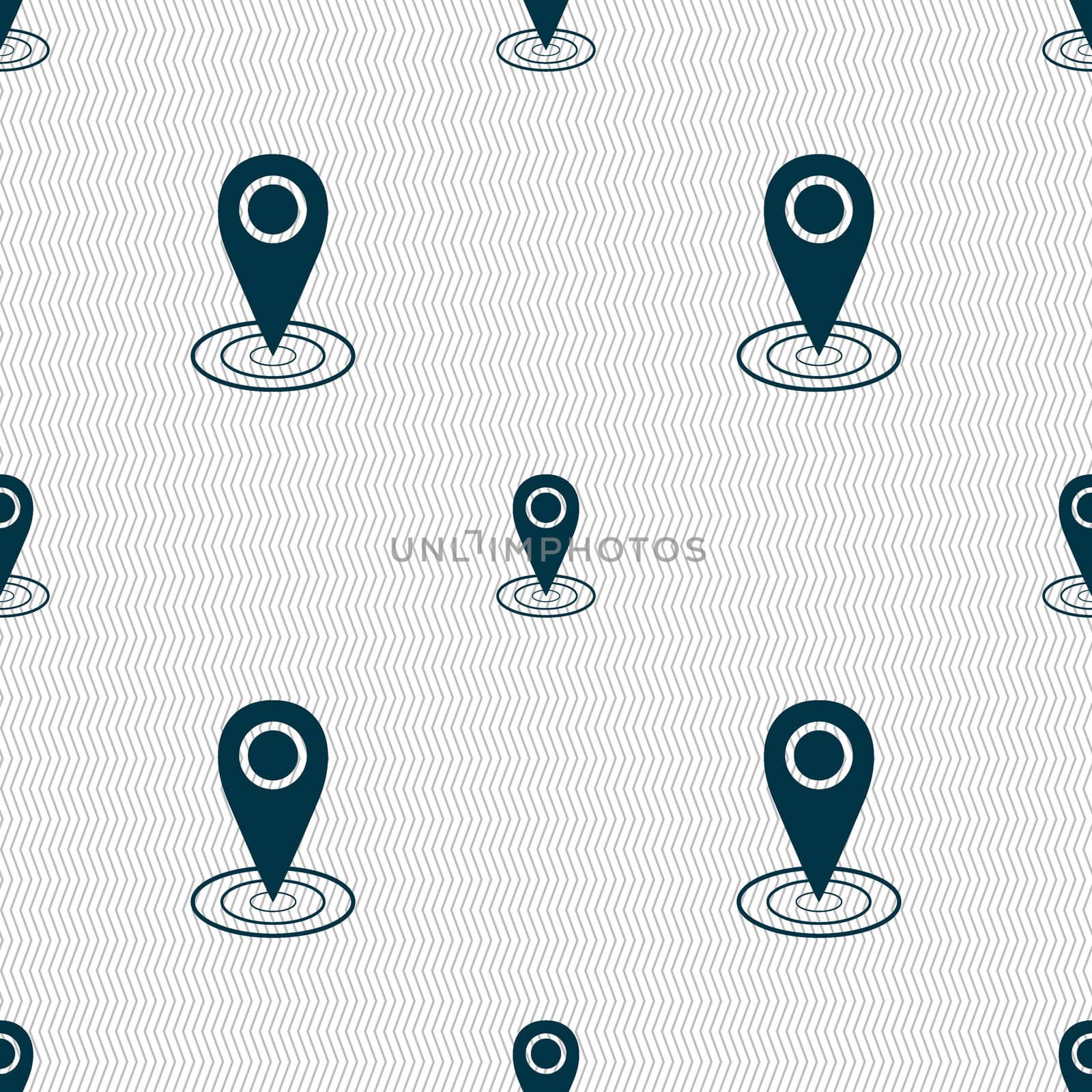 Map pointer icon sign. Seamless abstract background with geometric shapes. illustration