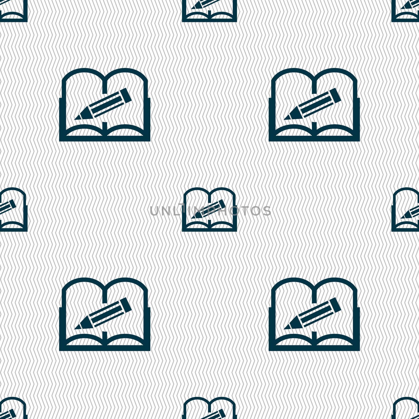 Book sign icon. Open book symbol. Seamless abstract background with geometric shapes.  by serhii_lohvyniuk