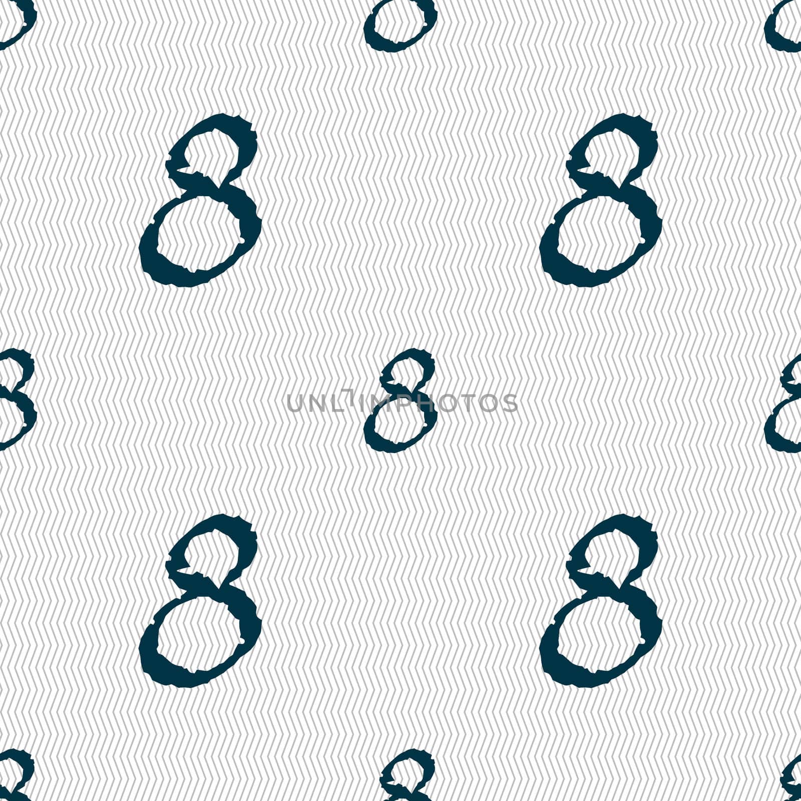 number Eight icon sign. Seamless abstract background with geometric shapes. illustration