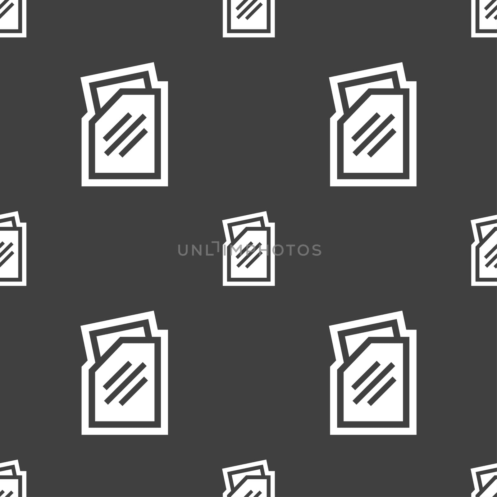 Text file icon sign. Seamless pattern on a gray background. illustration