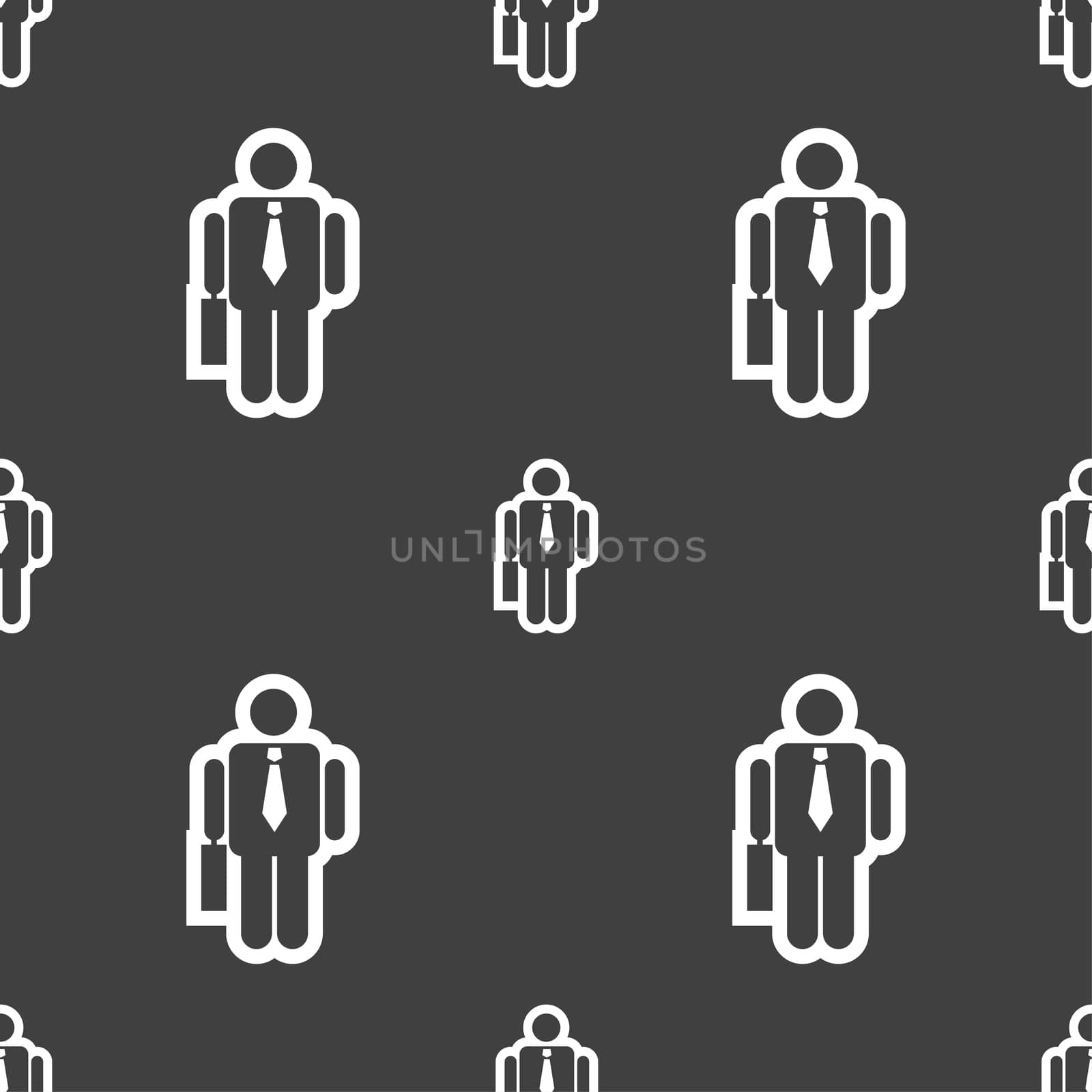 businessman icon sign. Seamless pattern on a gray background. illustration