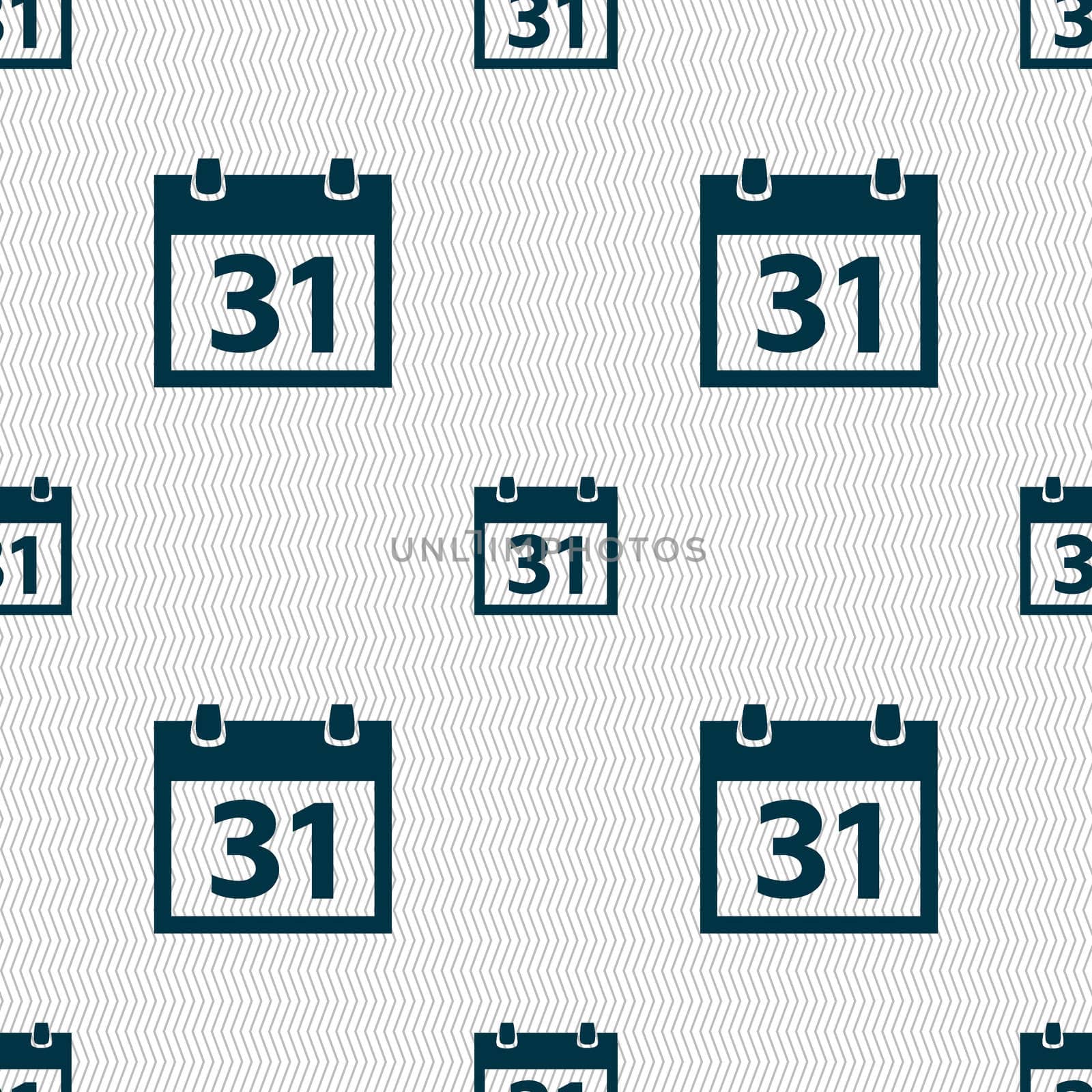 Calendar sign icon. 31 day month symbol. Date button. Seamless abstract background with geometric shapes. illustration