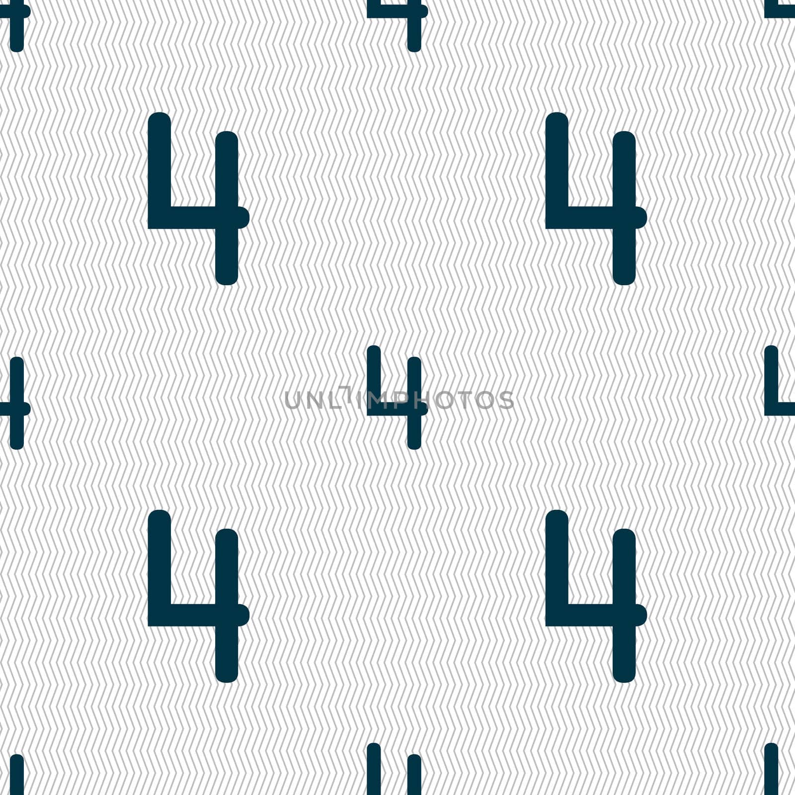 number four icon sign. Seamless abstract background with geometric shapes. illustration