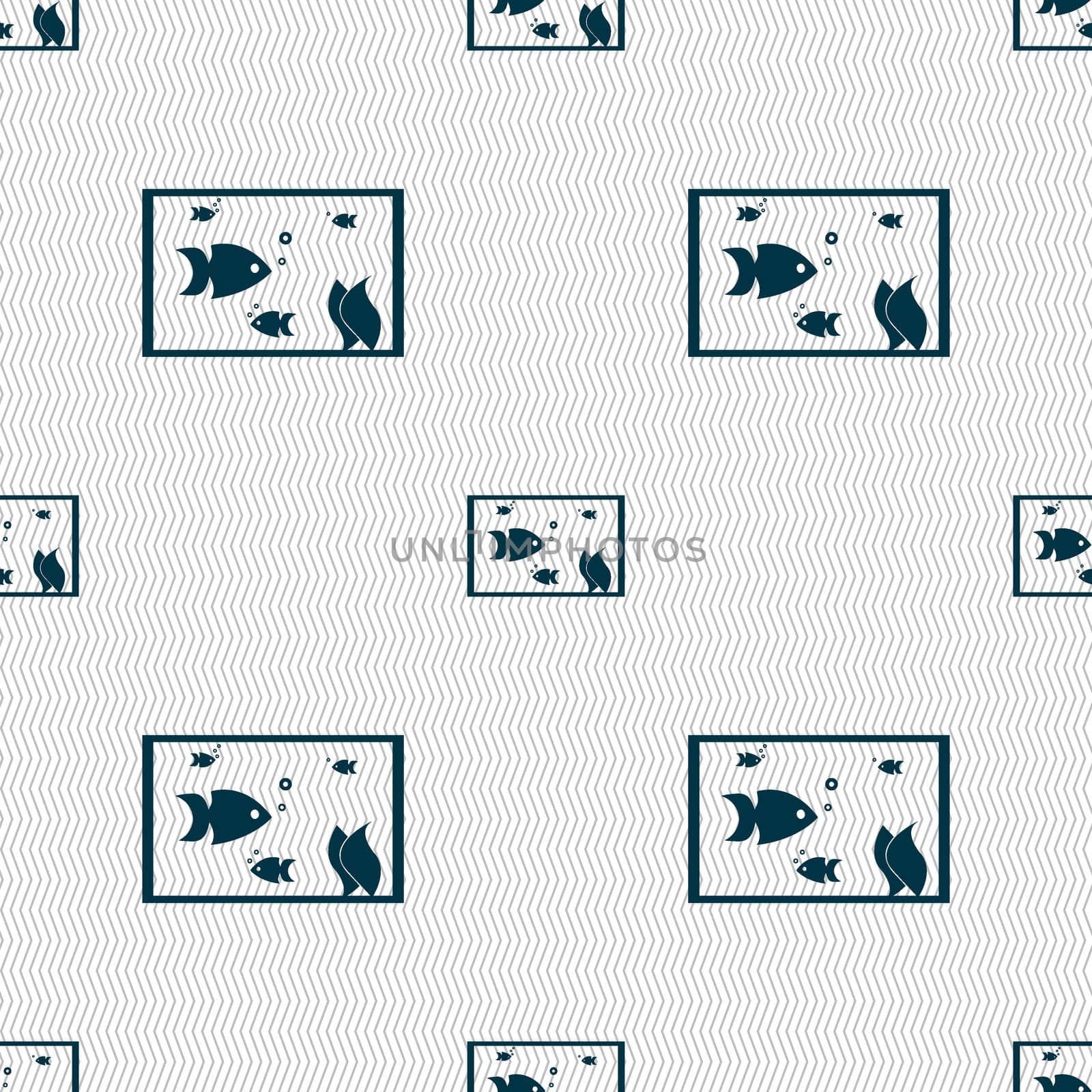 Aquarium, Fish in water icon sign. Seamless abstract background with geometric shapes. illustration