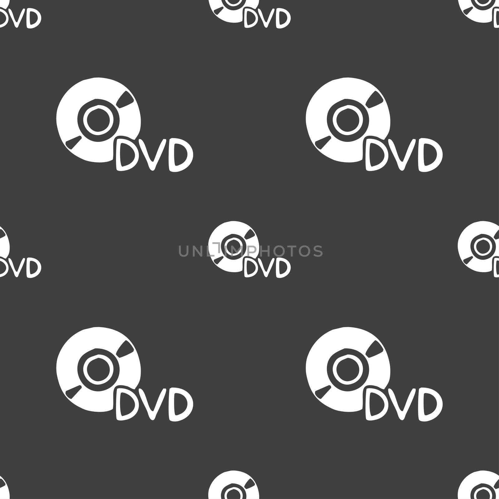 dvd icon sign. Seamless pattern on a gray background. illustration