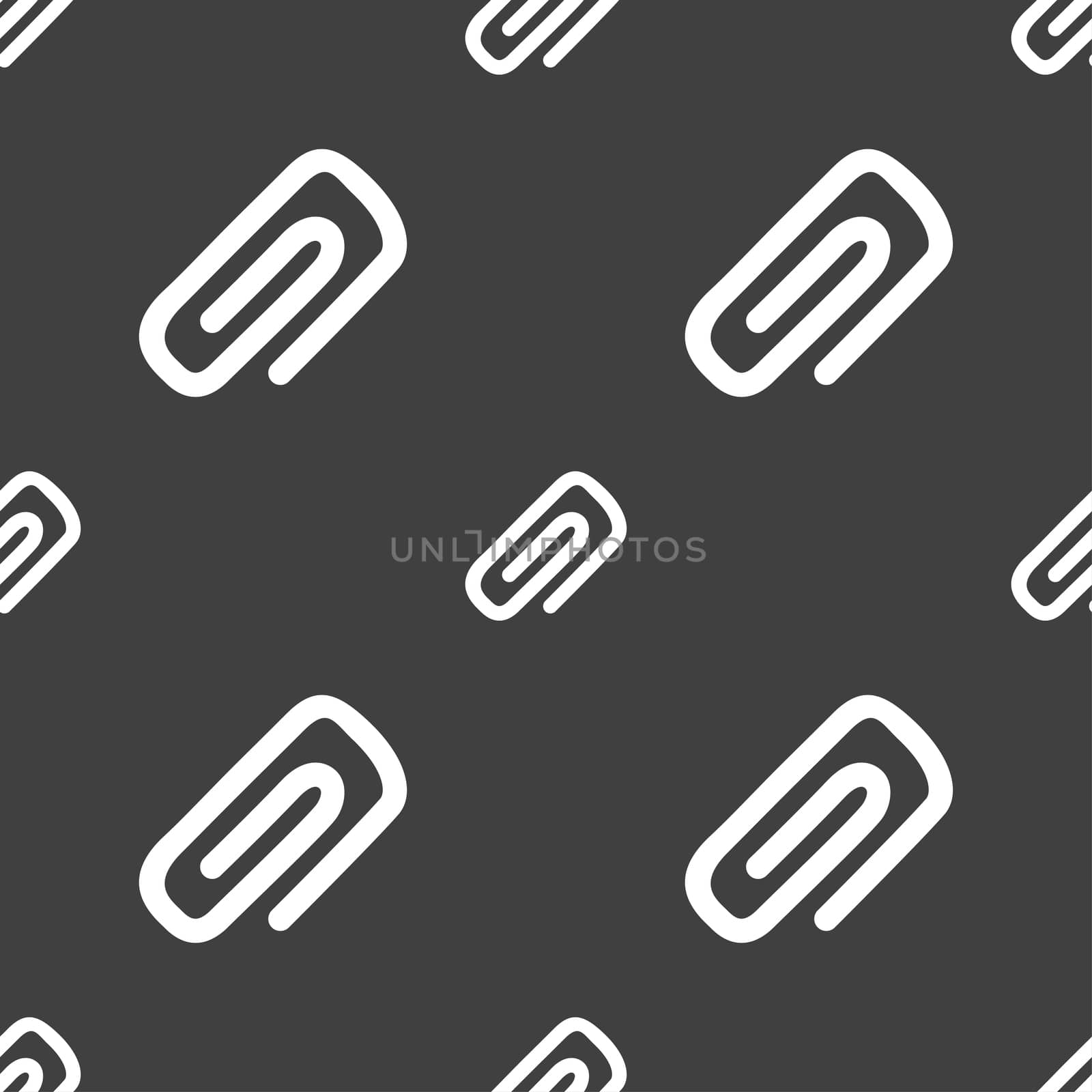 clip to paper icon sign. Seamless pattern on a gray background.  by serhii_lohvyniuk