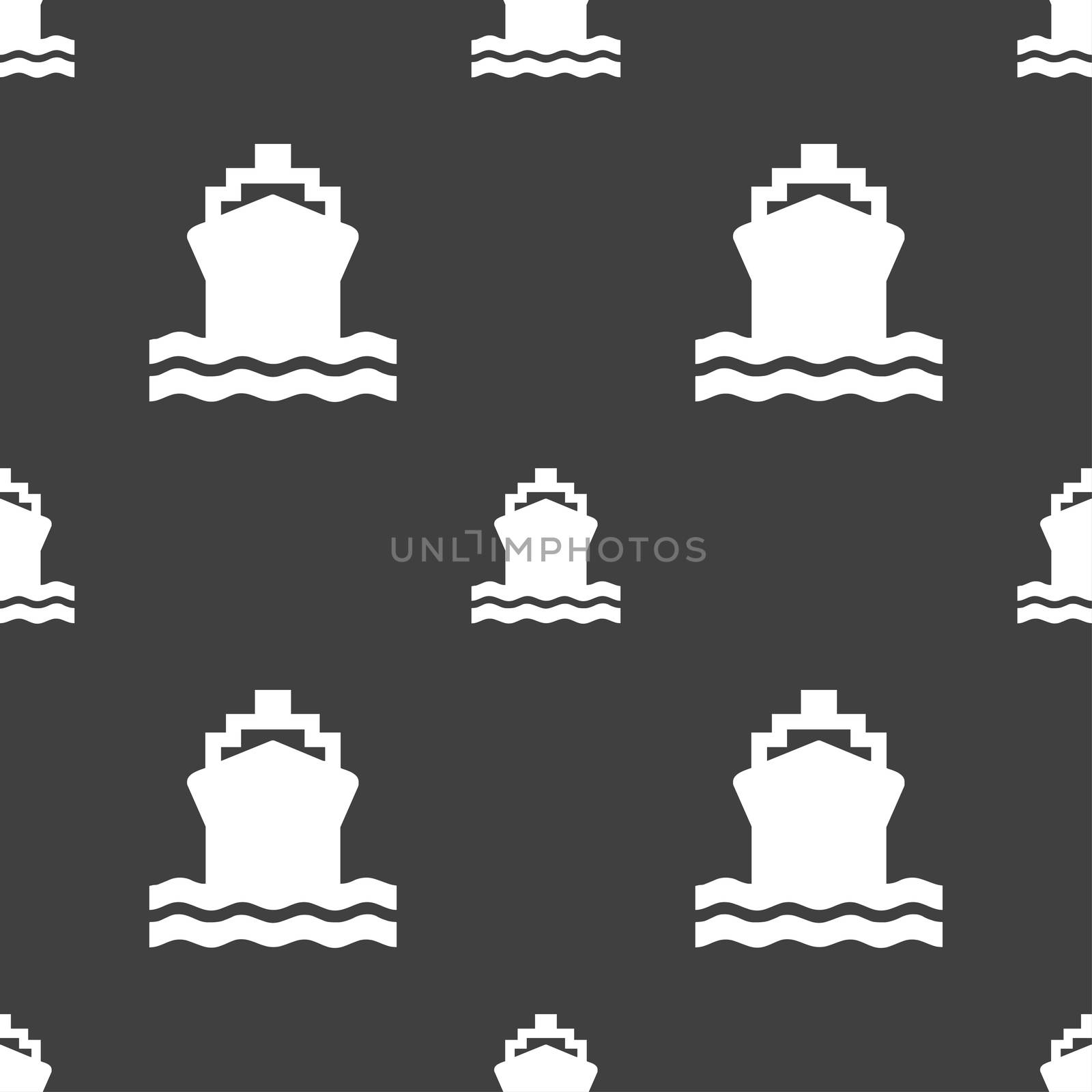 ship icon sign. Seamless pattern on a gray background.  by serhii_lohvyniuk