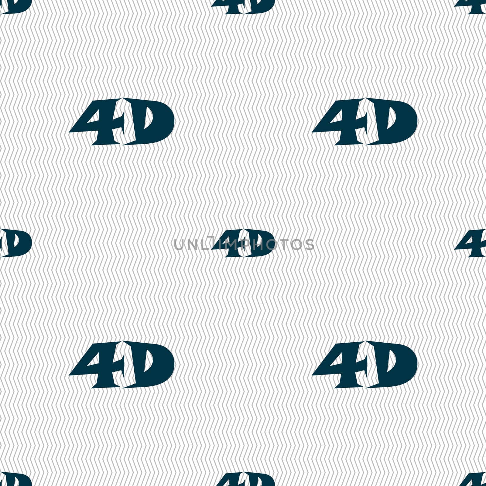 4D sign icon. 4D New technology symbol. Seamless abstract background with geometric shapes. illustration