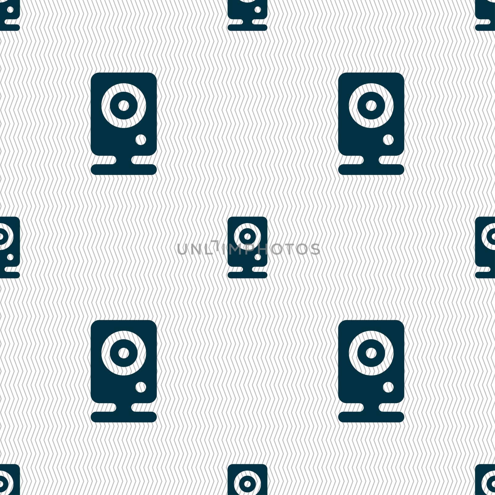 Web cam icon sign. Seamless pattern with geometric texture. illustration