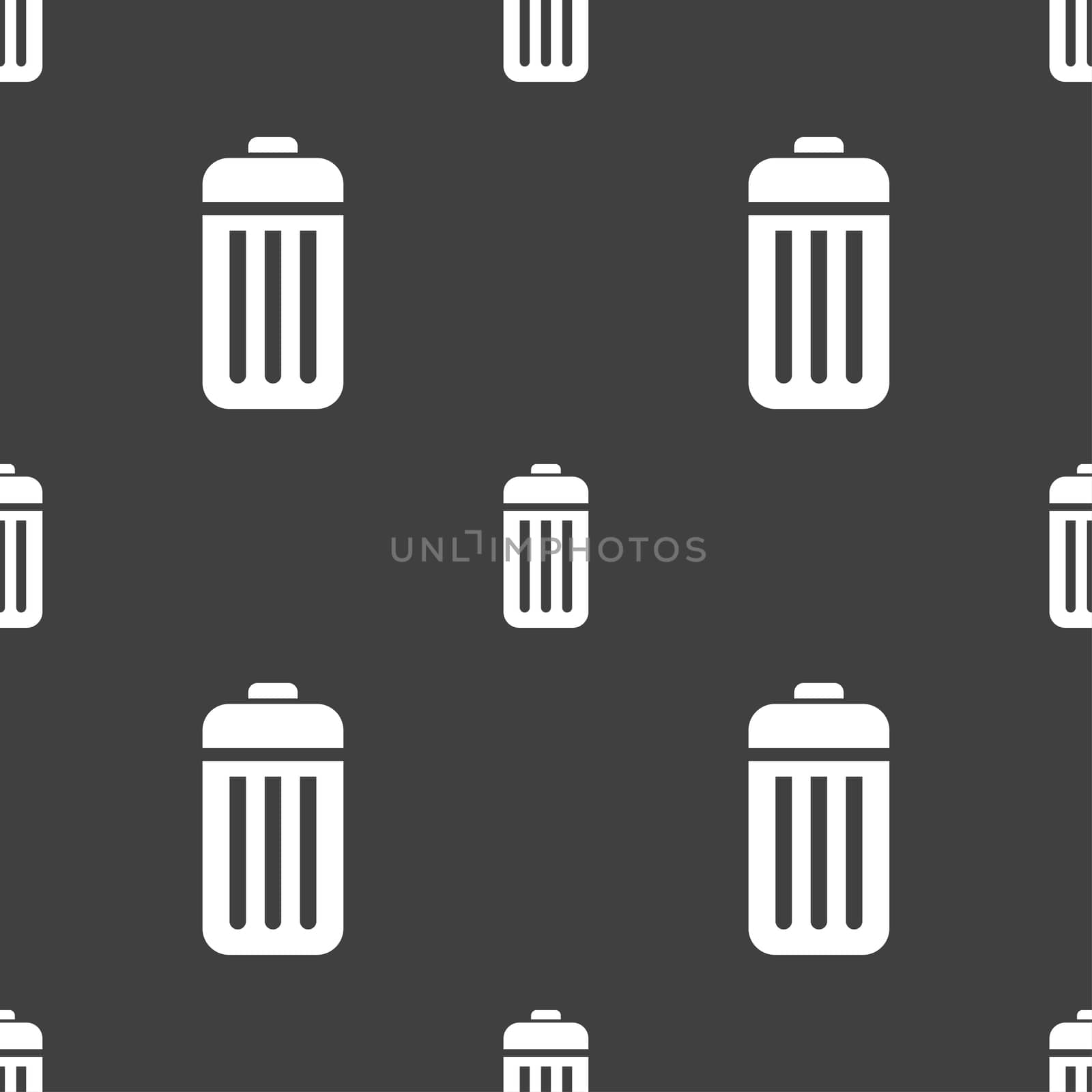 The trash icon sign. Seamless pattern on a gray background. illustration