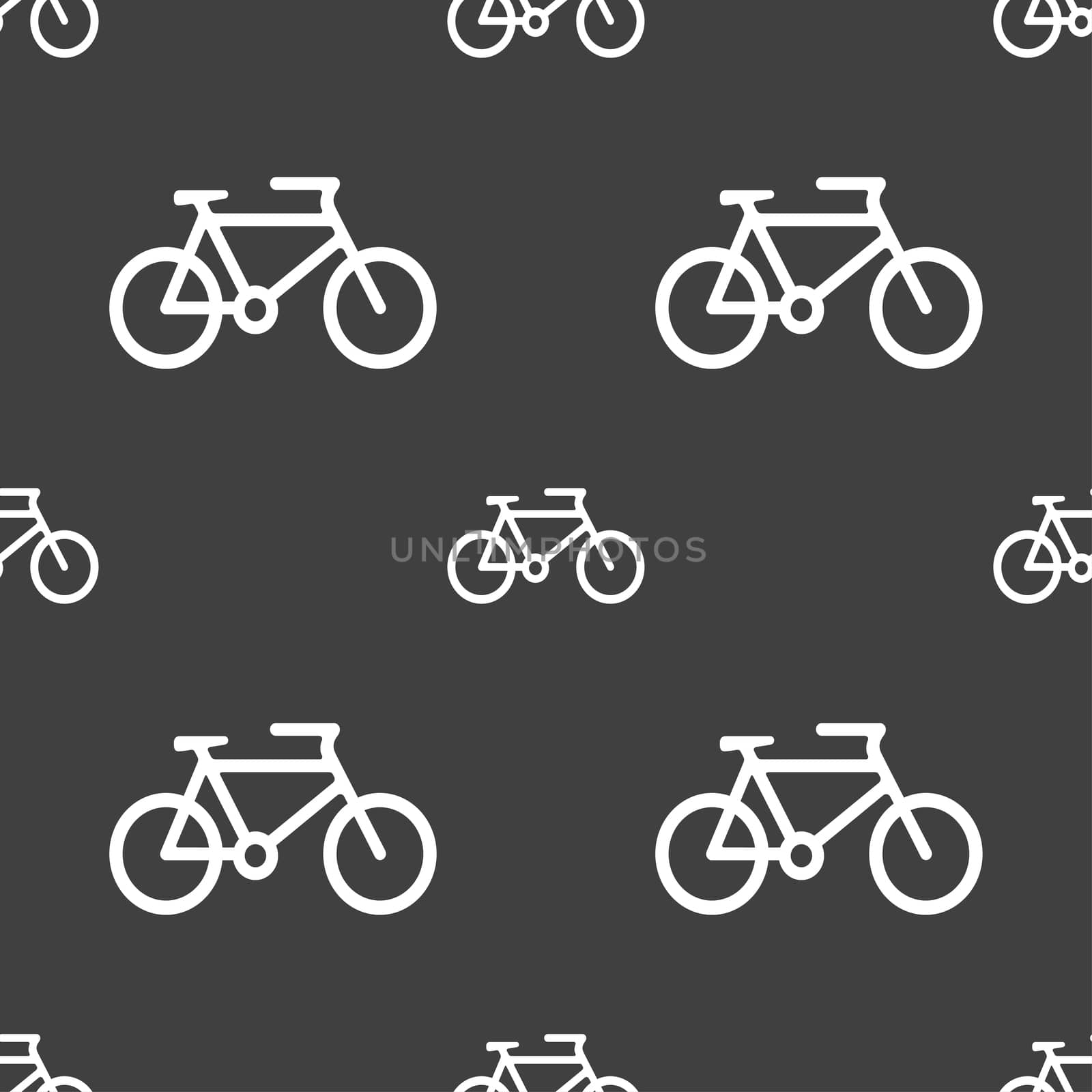 bike icon sign. Seamless pattern on a gray background.  by serhii_lohvyniuk