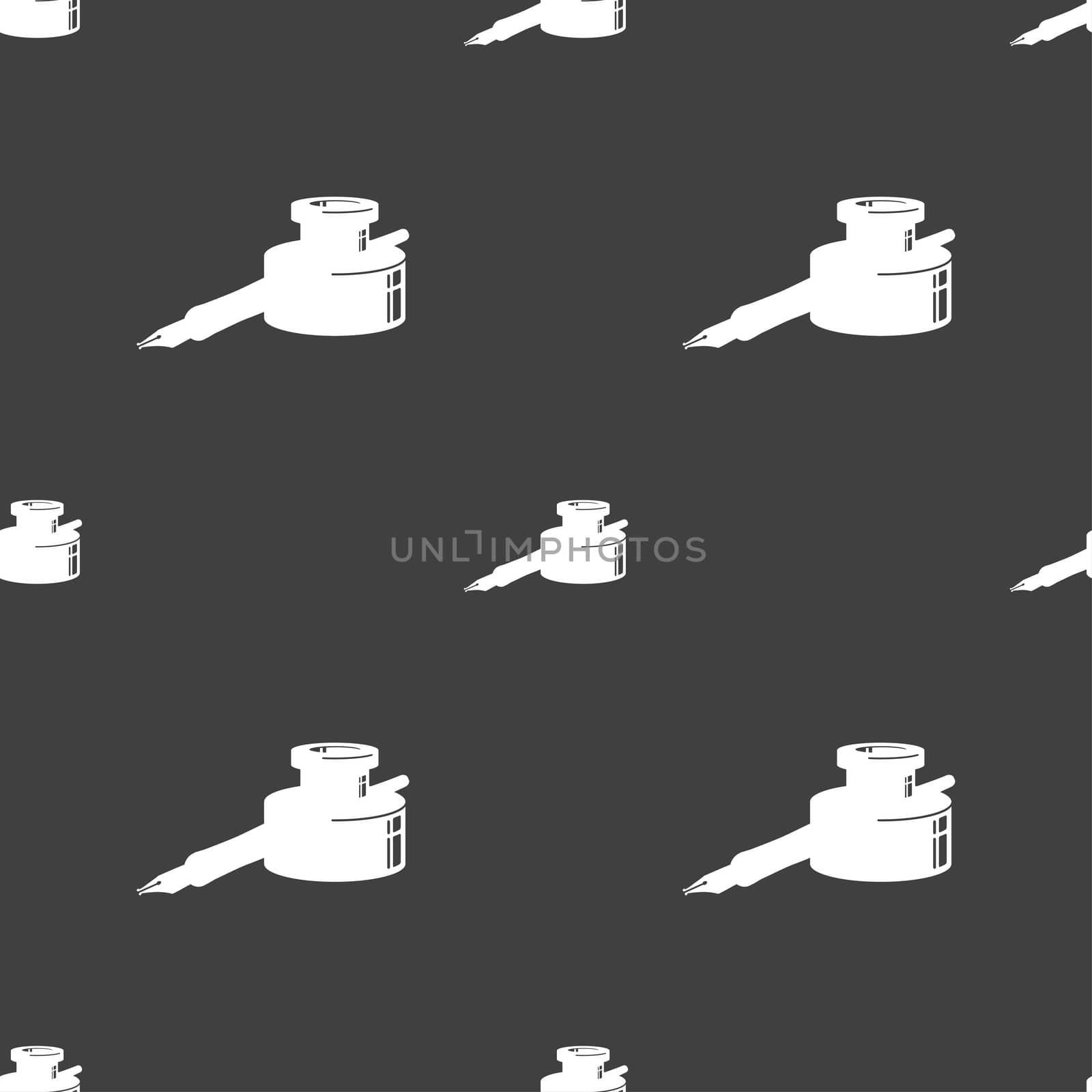 pen and ink icon sign. Seamless pattern on a gray background. illustration