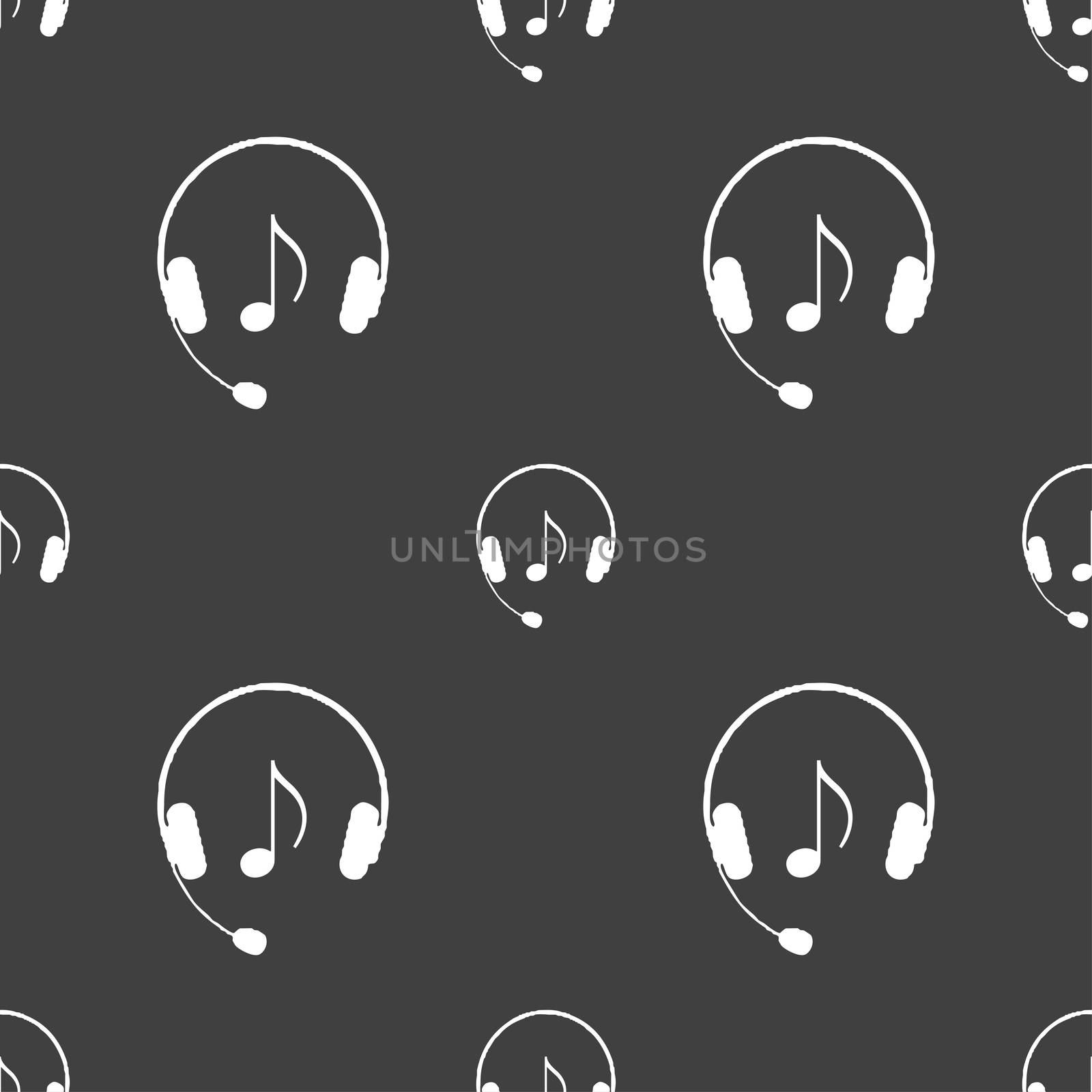 headsets icon sign. Seamless pattern on a gray background. illustration