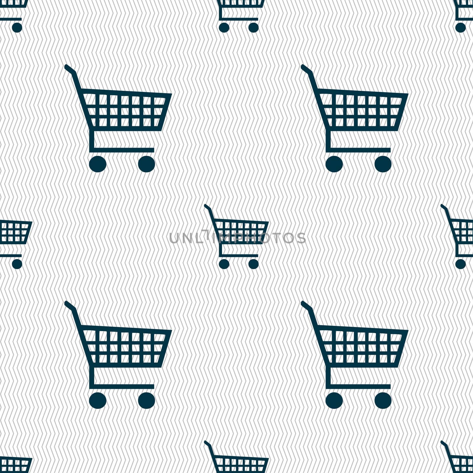 shopping cart icon sign. Seamless pattern with geometric texture. illustration