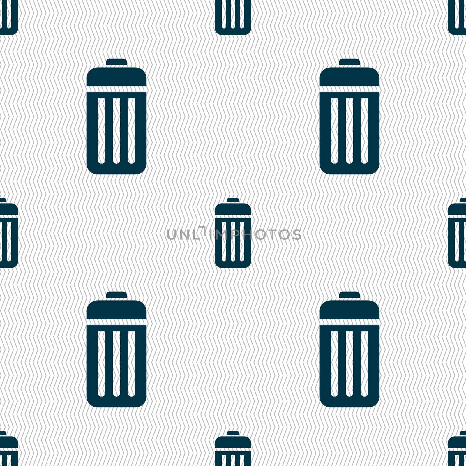 The trash icon sign. Seamless pattern with geometric texture. illustration