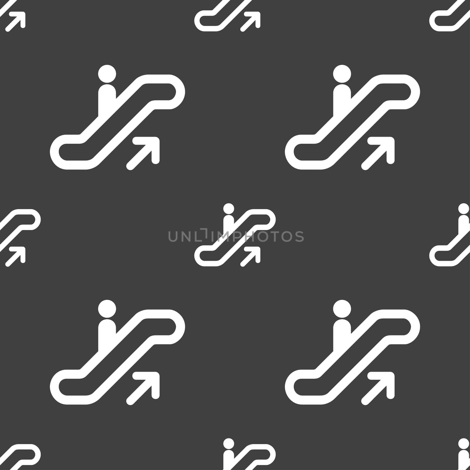 elevator, Escalator, Staircase icon sign. Seamless pattern on a gray background. illustration