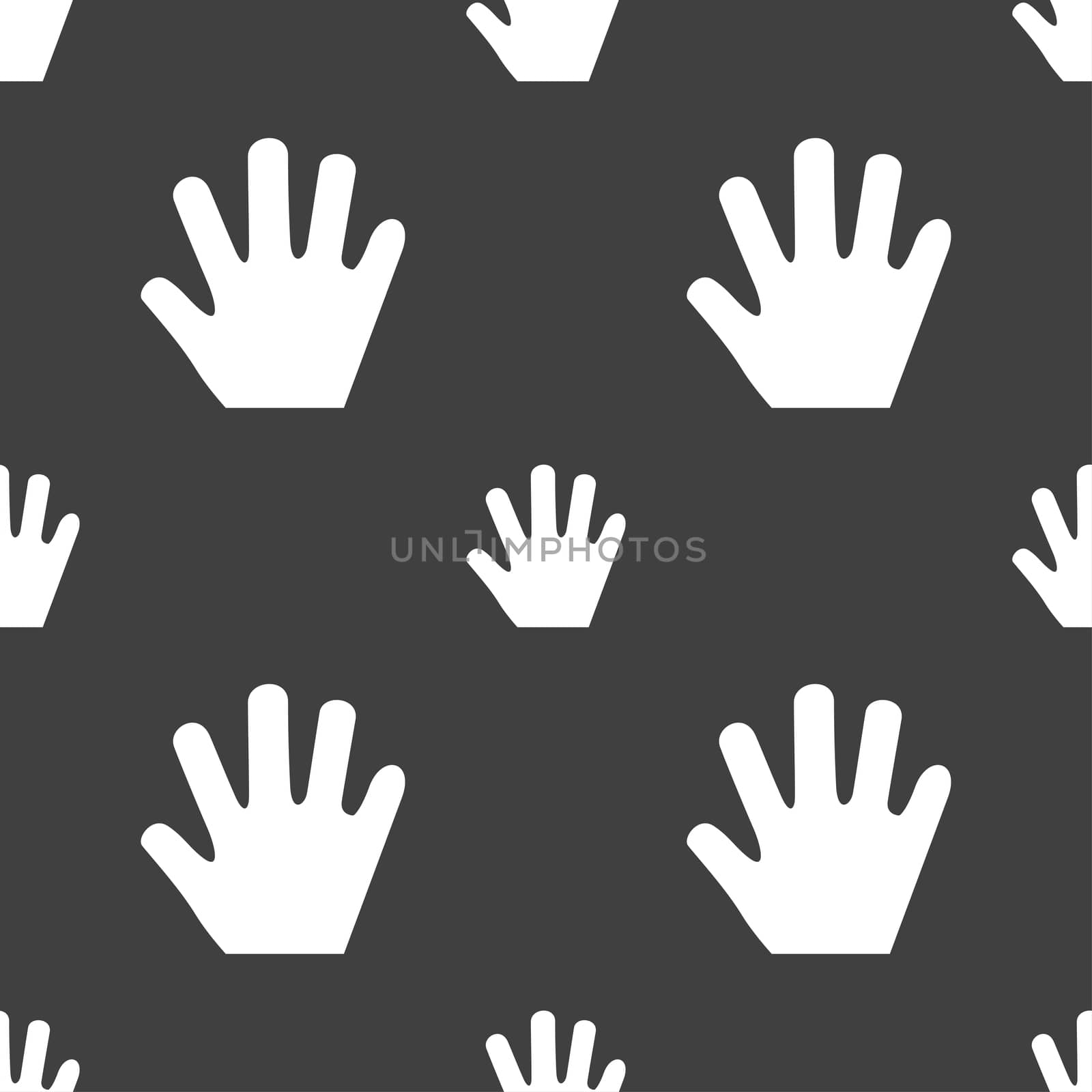 Hand icon sign. Seamless pattern on a gray background. illustration