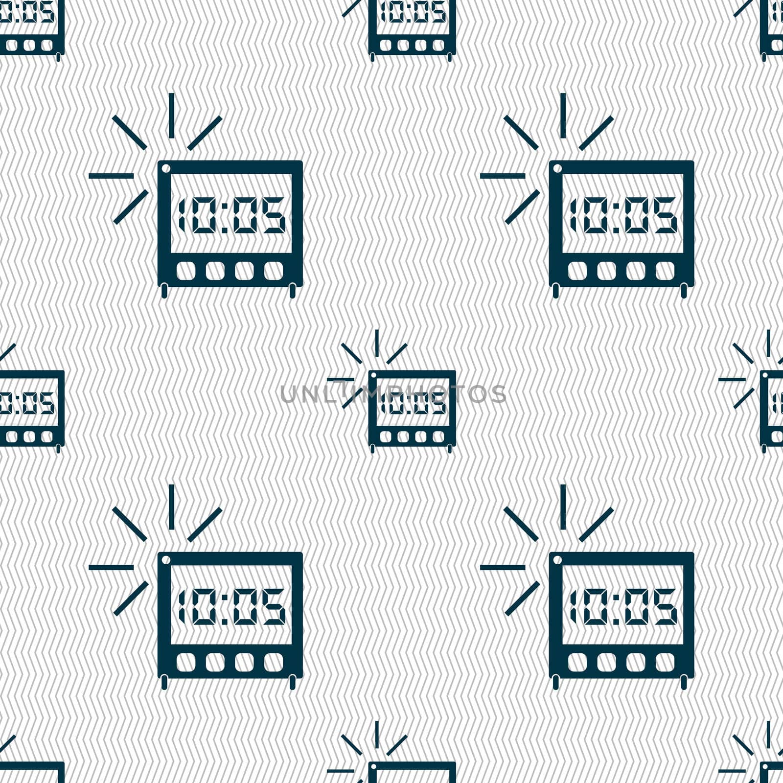 digital Alarm Clock icon sign. Seamless abstract background with geometric shapes. illustration