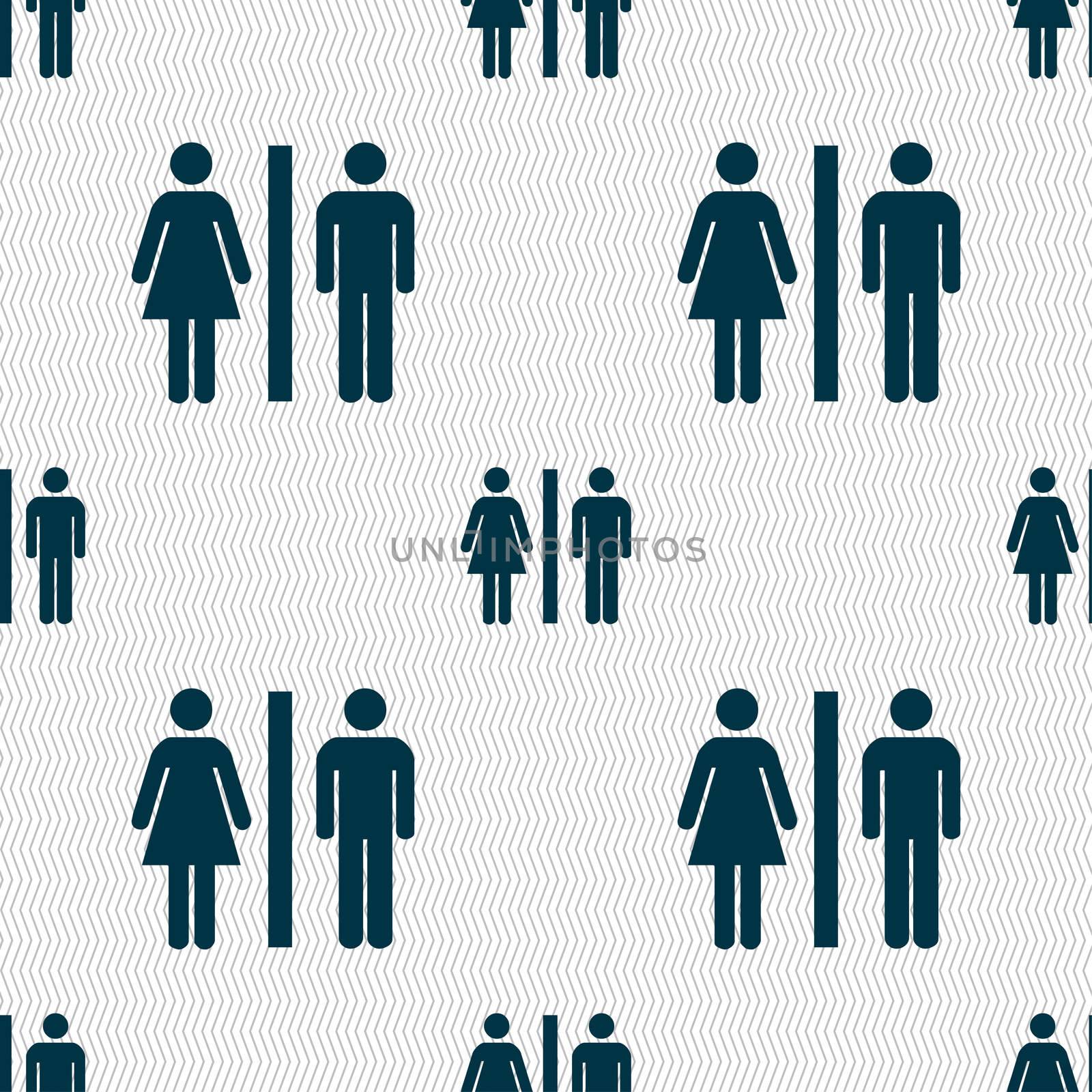 silhouette of a man and a woman icon sign. Seamless pattern with geometric texture.  by serhii_lohvyniuk