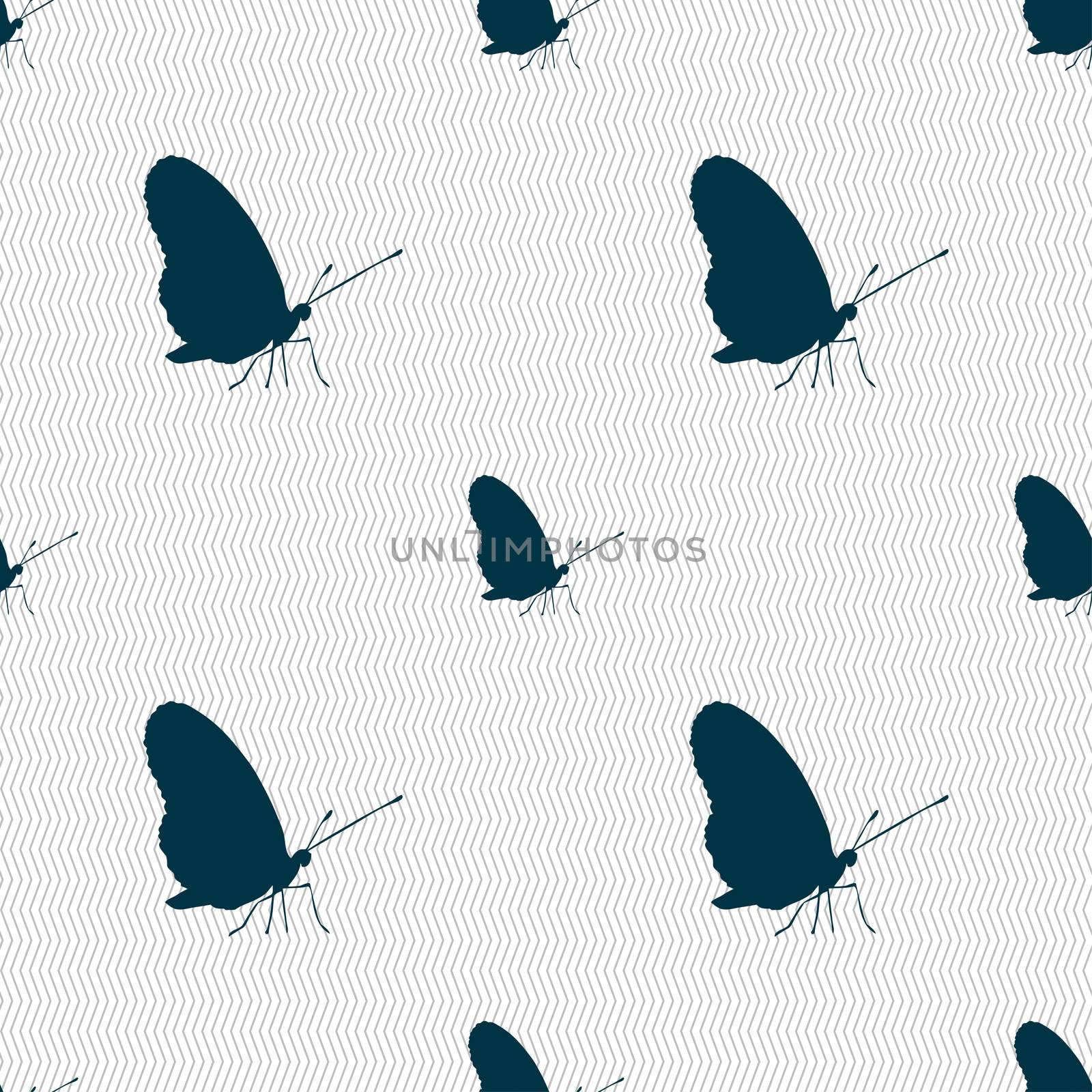 butterfly icon sign. Seamless pattern with geometric texture.  by serhii_lohvyniuk