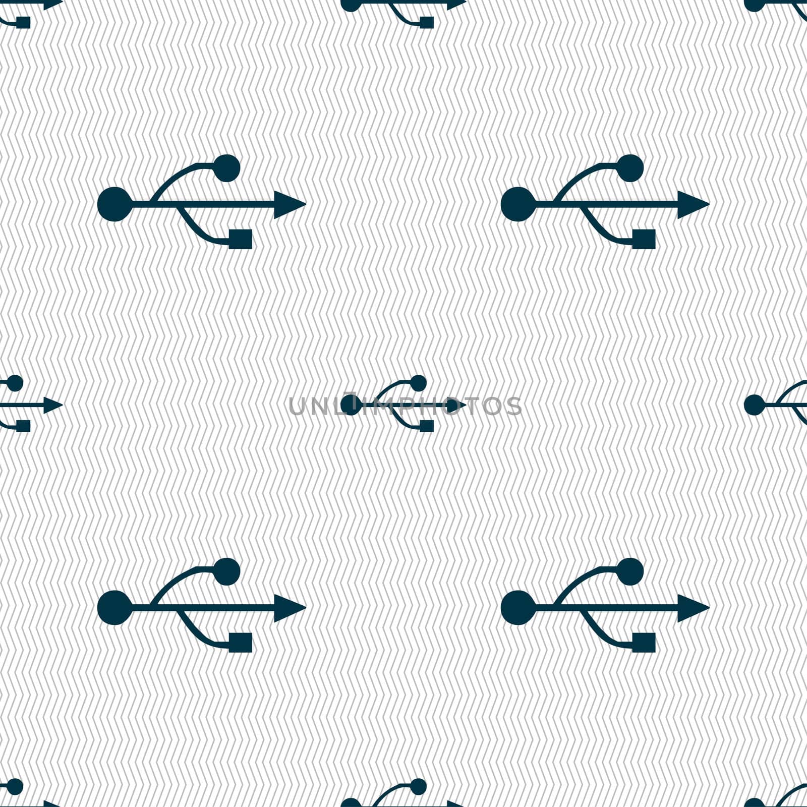 USB icon sign. Seamless pattern with geometric texture.  by serhii_lohvyniuk