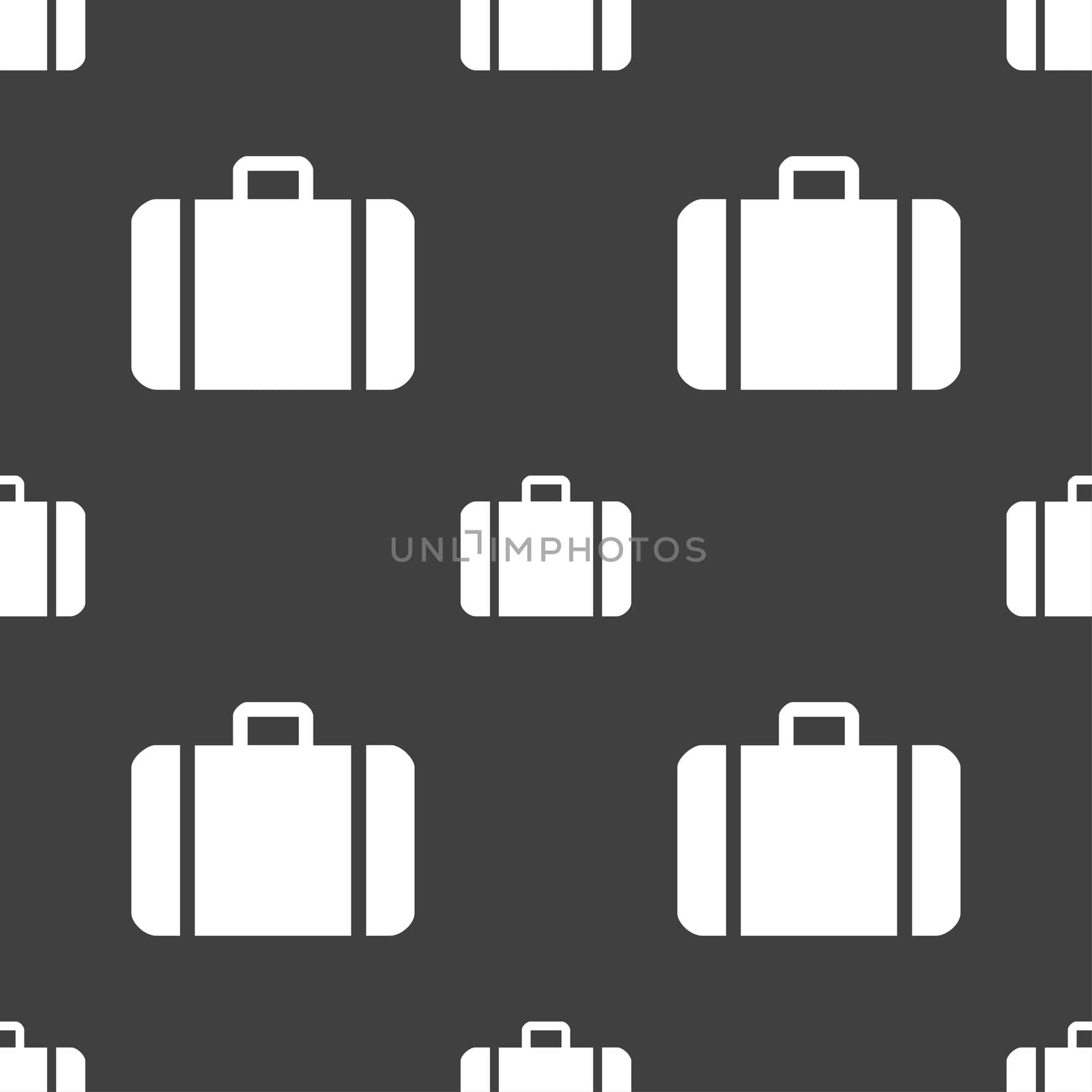 suitcase icon sign. Seamless pattern on a gray background.  by serhii_lohvyniuk