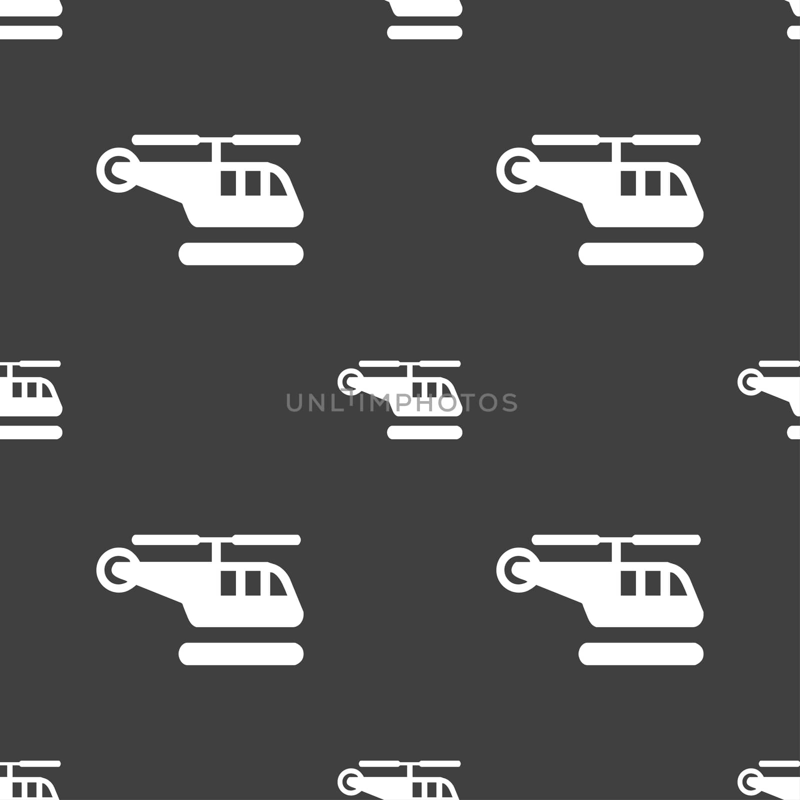 helicopter icon sign. Seamless pattern on a gray background. illustration